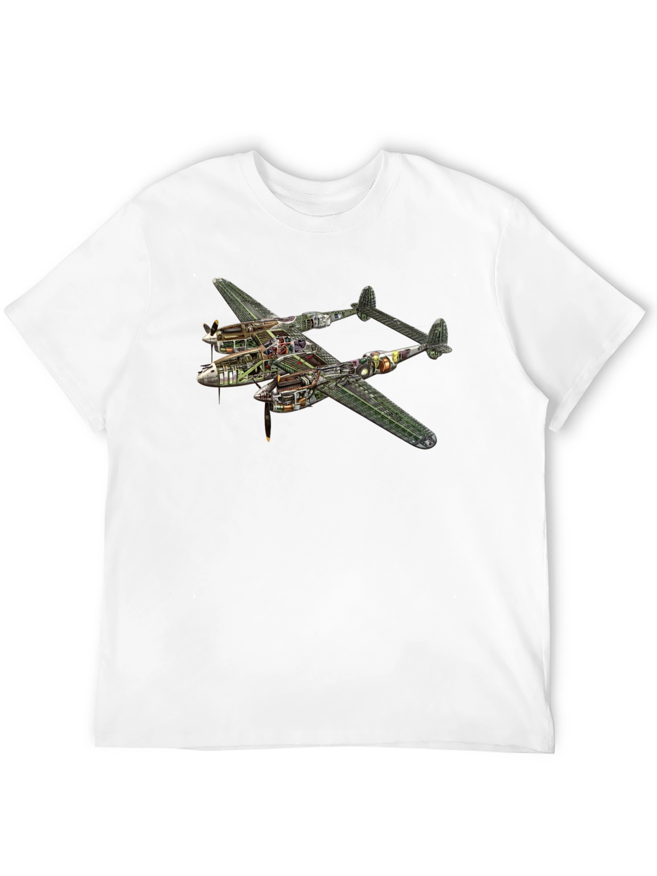 Unique P-38 Lightning Cutaway Graphic Tee