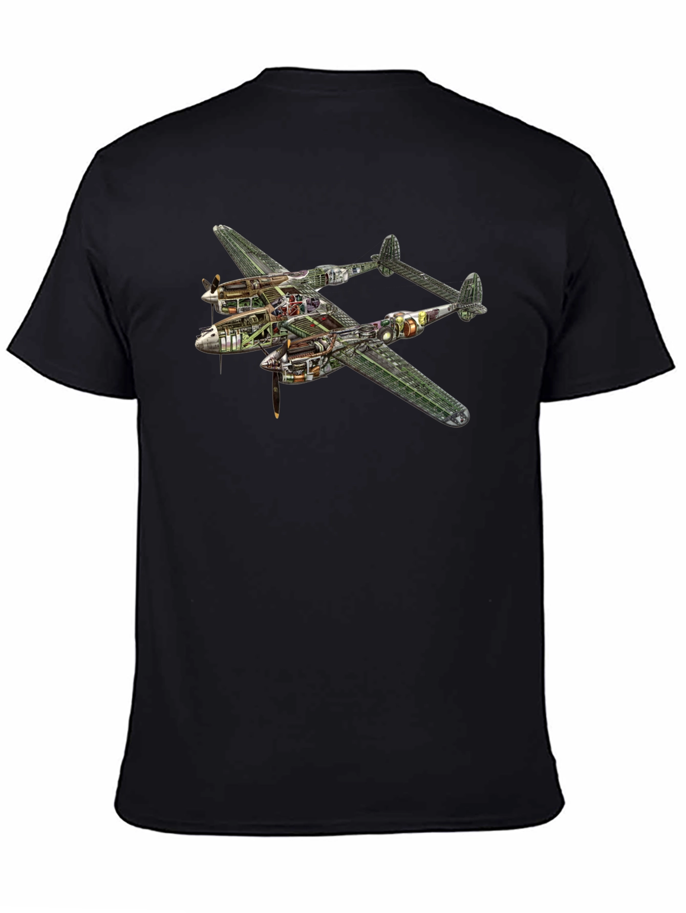 Unique P-38 Lightning Cutaway Graphic Tee
