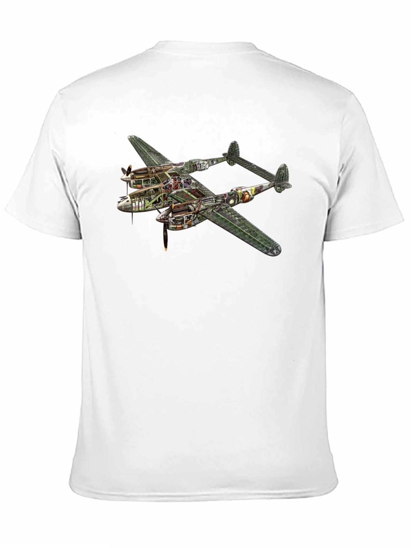 Unique P-38 Lightning Cutaway Graphic Tee
