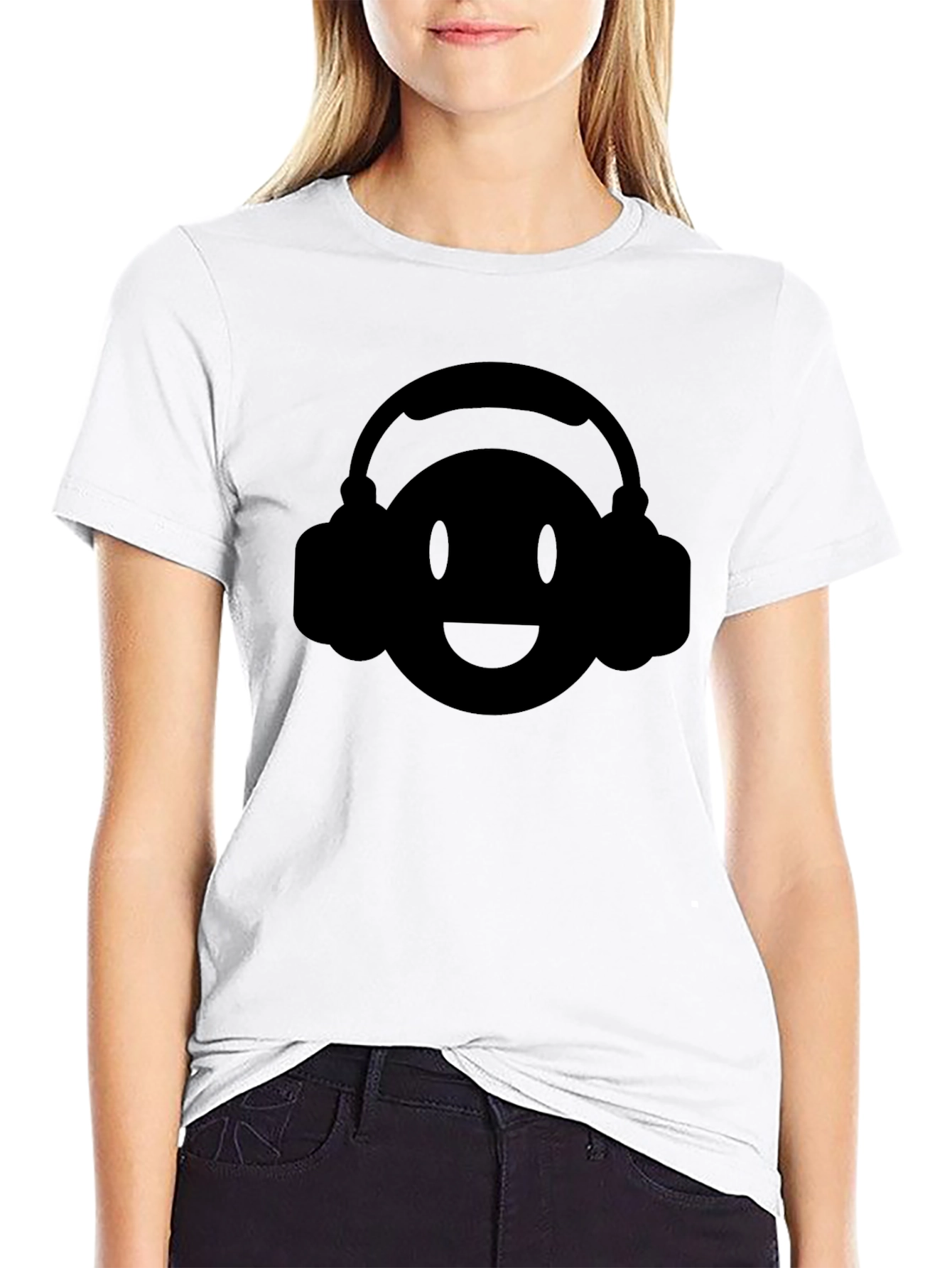 Cool DJ Smiley Face Black T-Shirt
