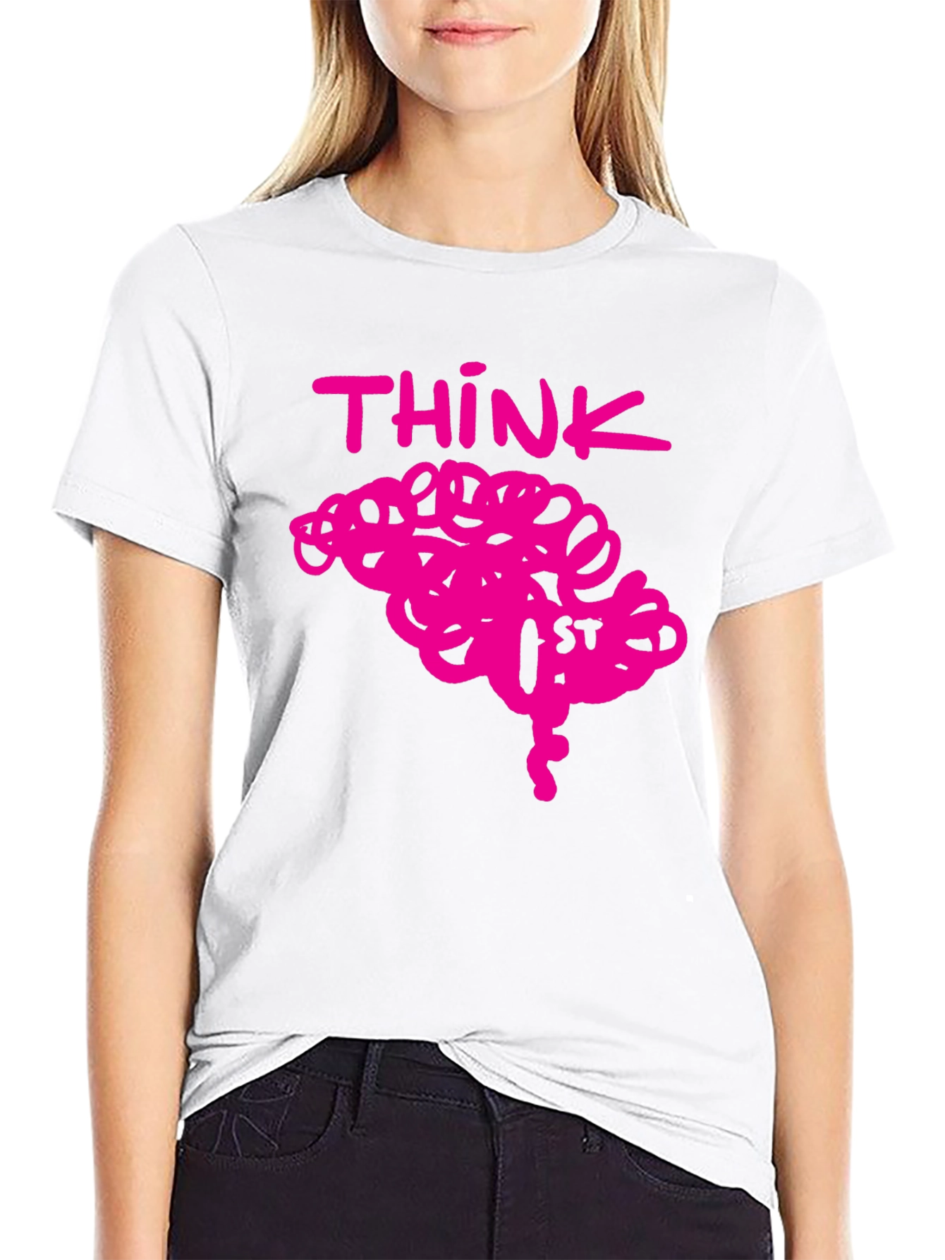 Think Brain Pink Graphic Tee