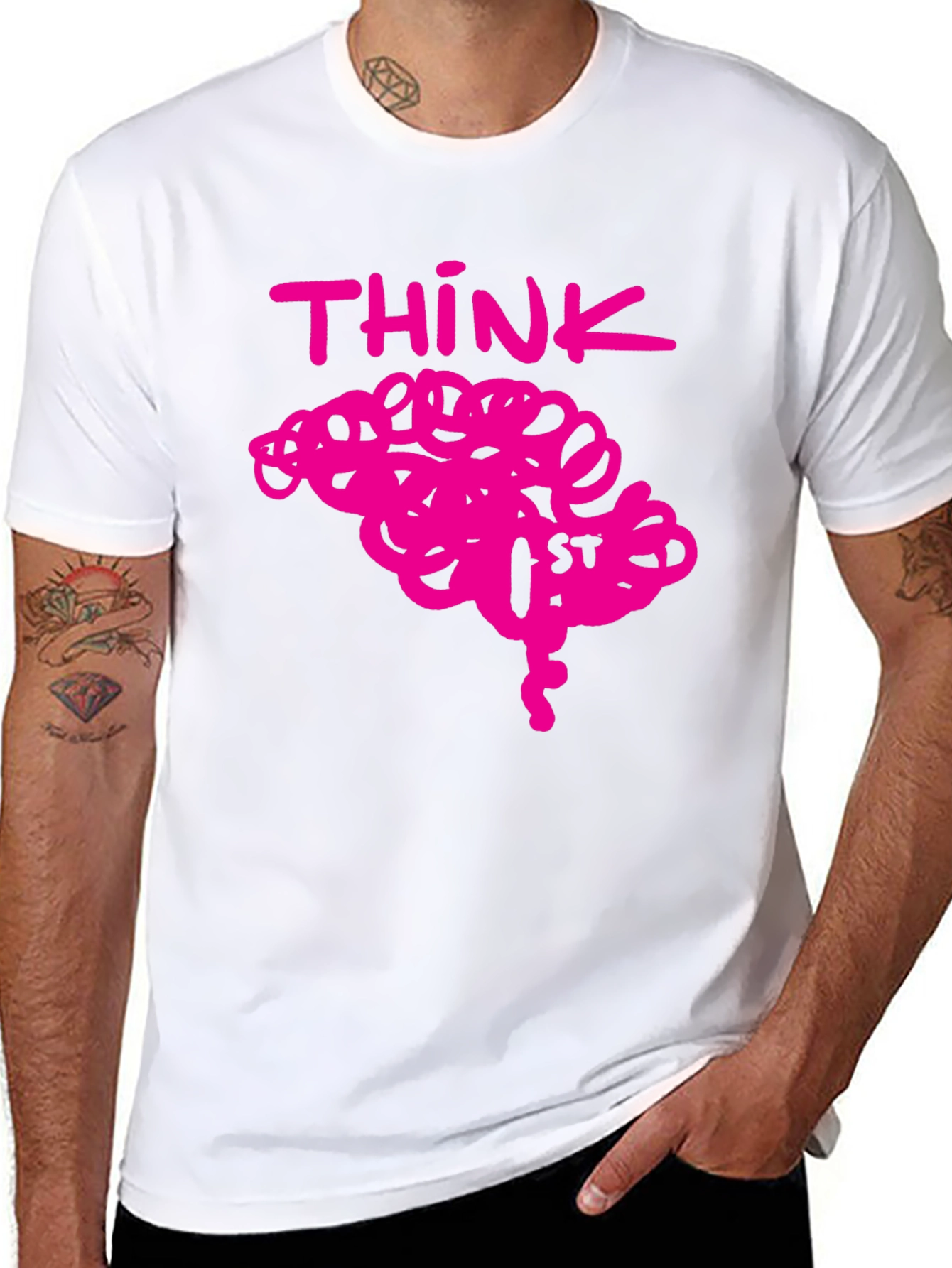 Think Brain Pink Graphic Tee