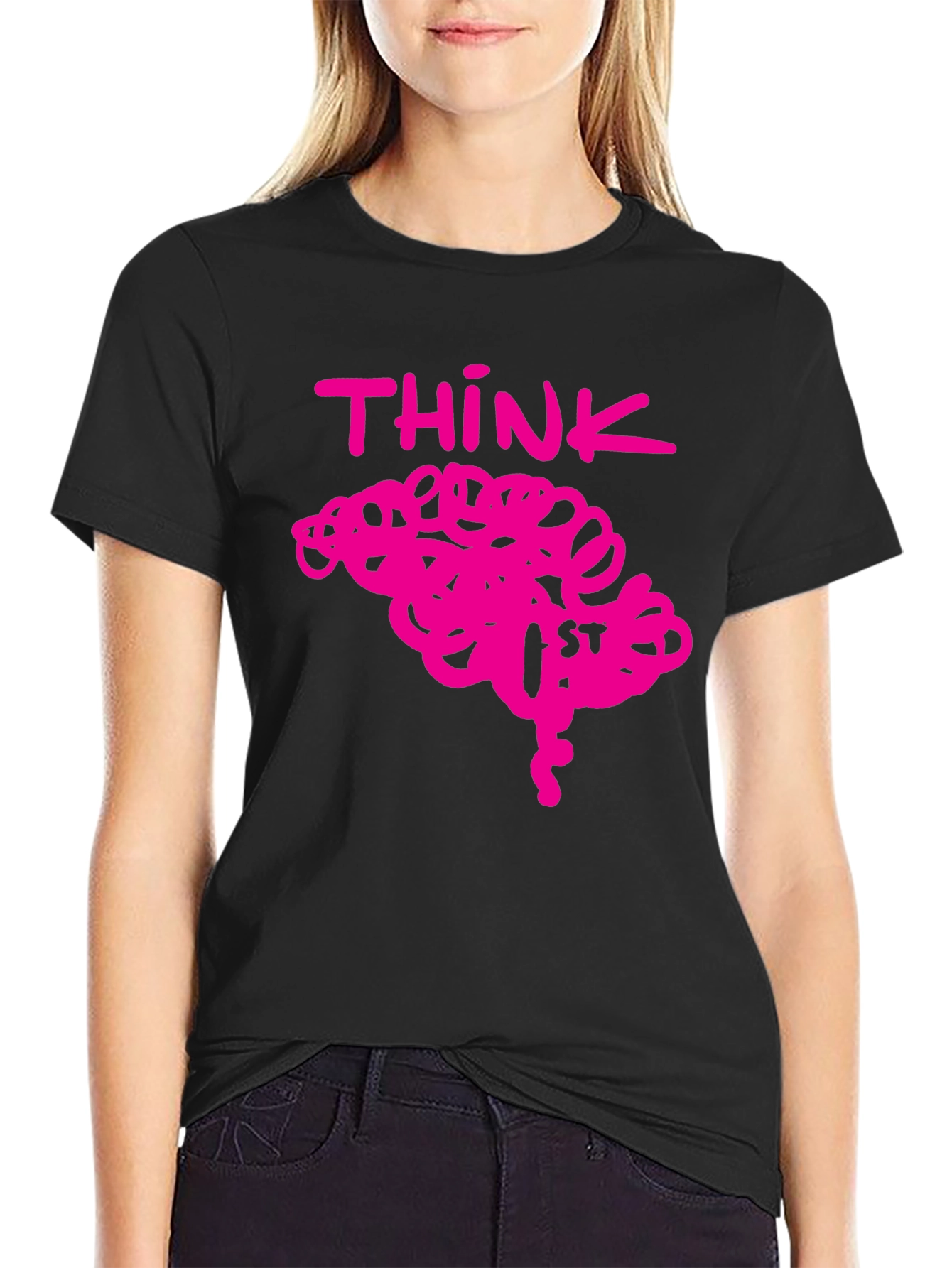 Think Brain Pink Graphic Tee