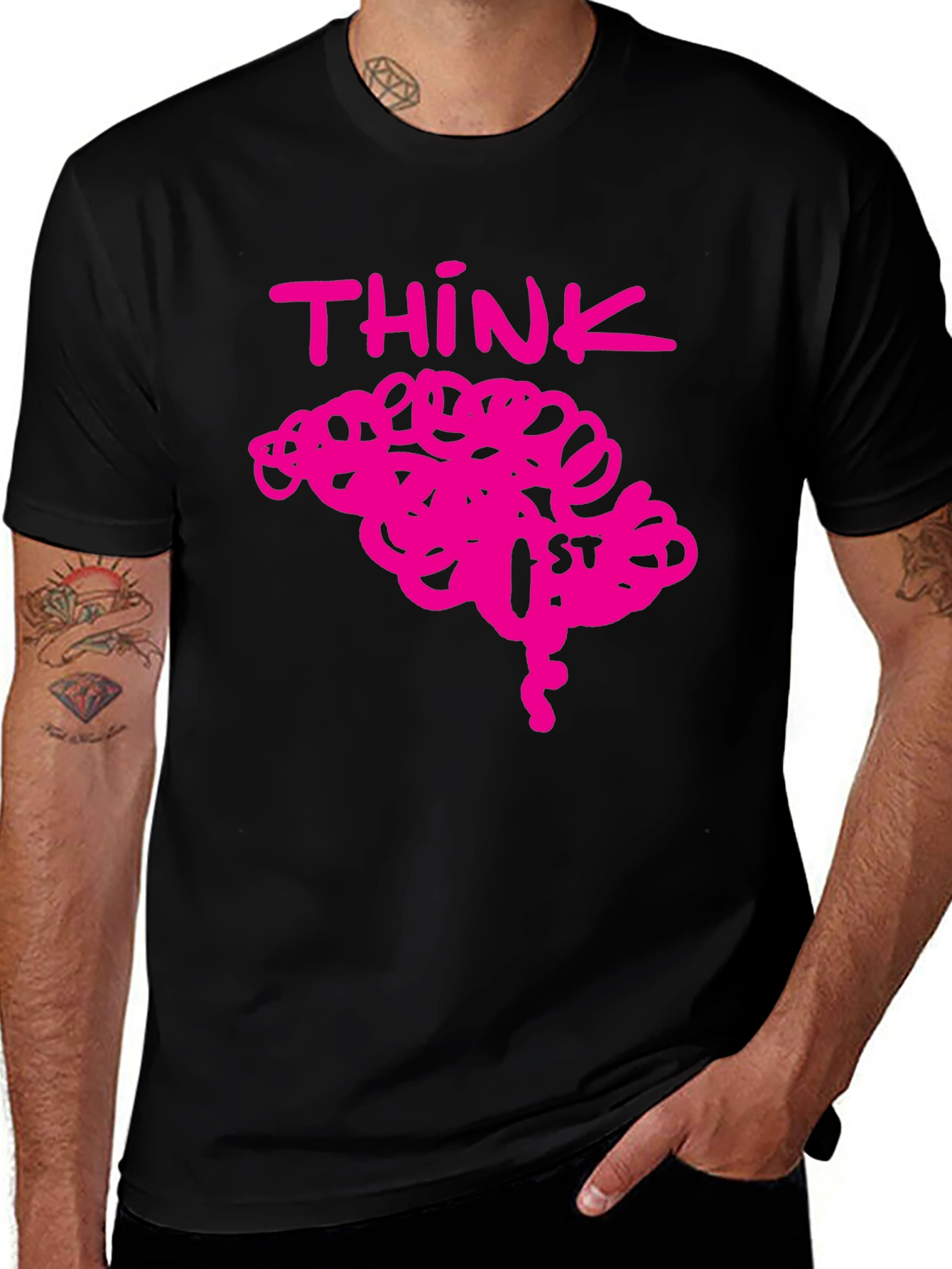 Think Brain Pink Graphic Tee