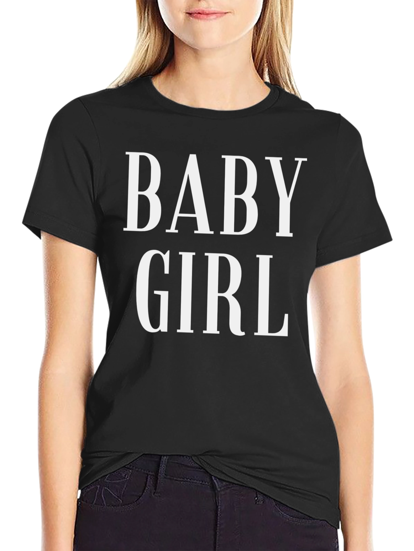 Baby Girl Graphic Tee - Trendy Black T-Shirt