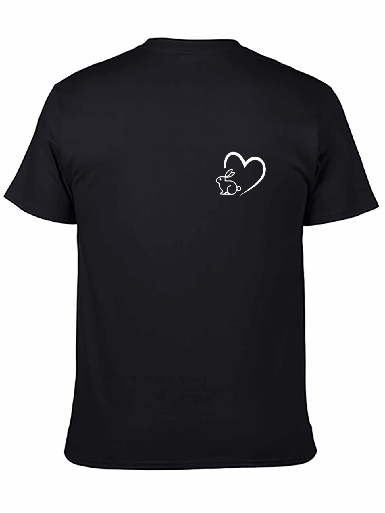 Black T-Shirt with Bunny Heart Graphic