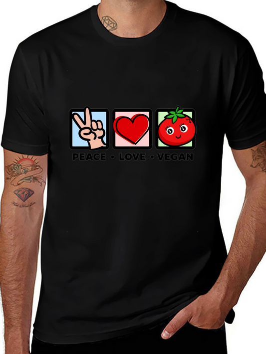 Peace Love Vegan T-Shirt - Unisex Crew Neck