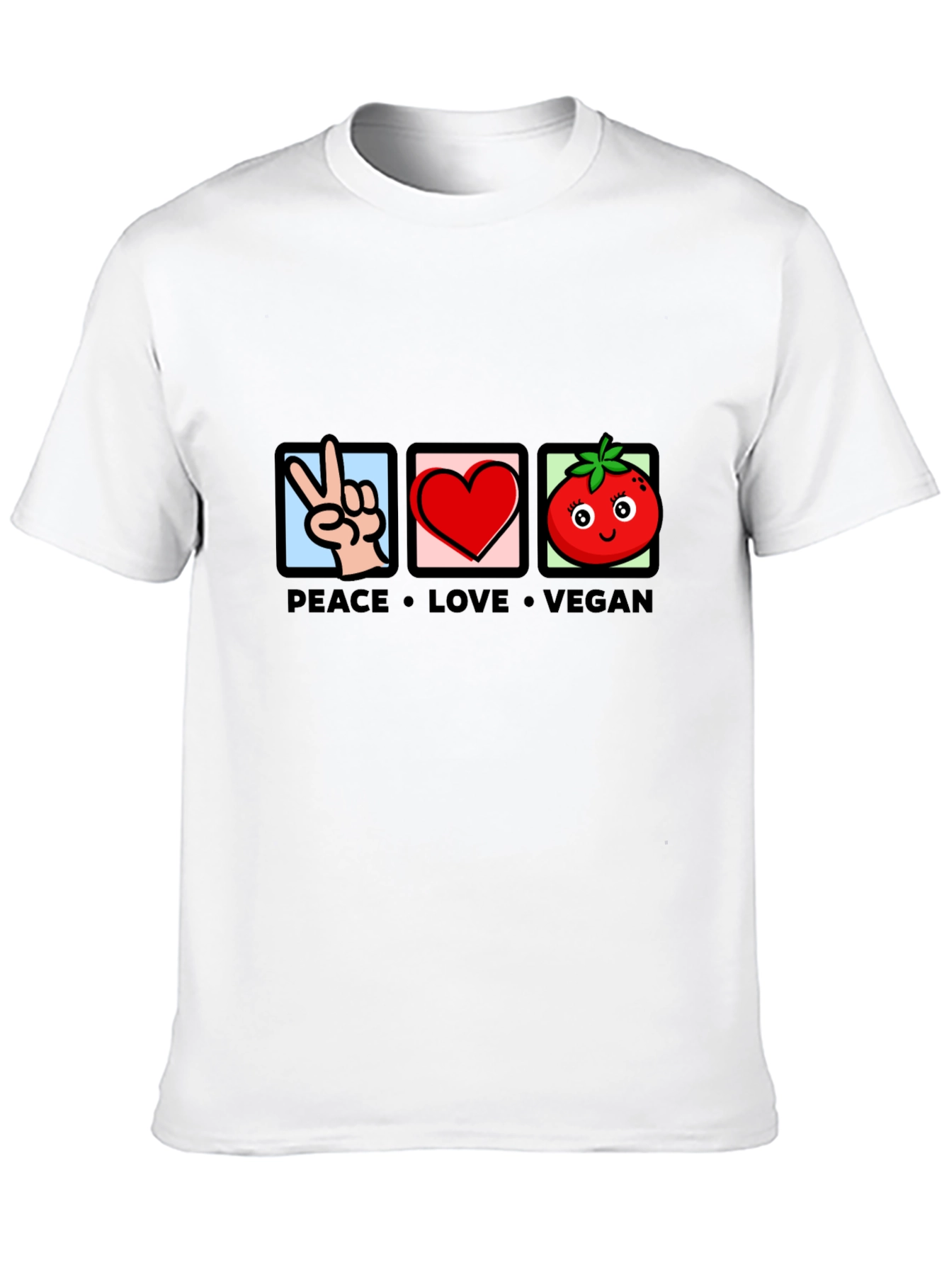 Peace Love Vegan T-Shirt - Unisex Crew Neck