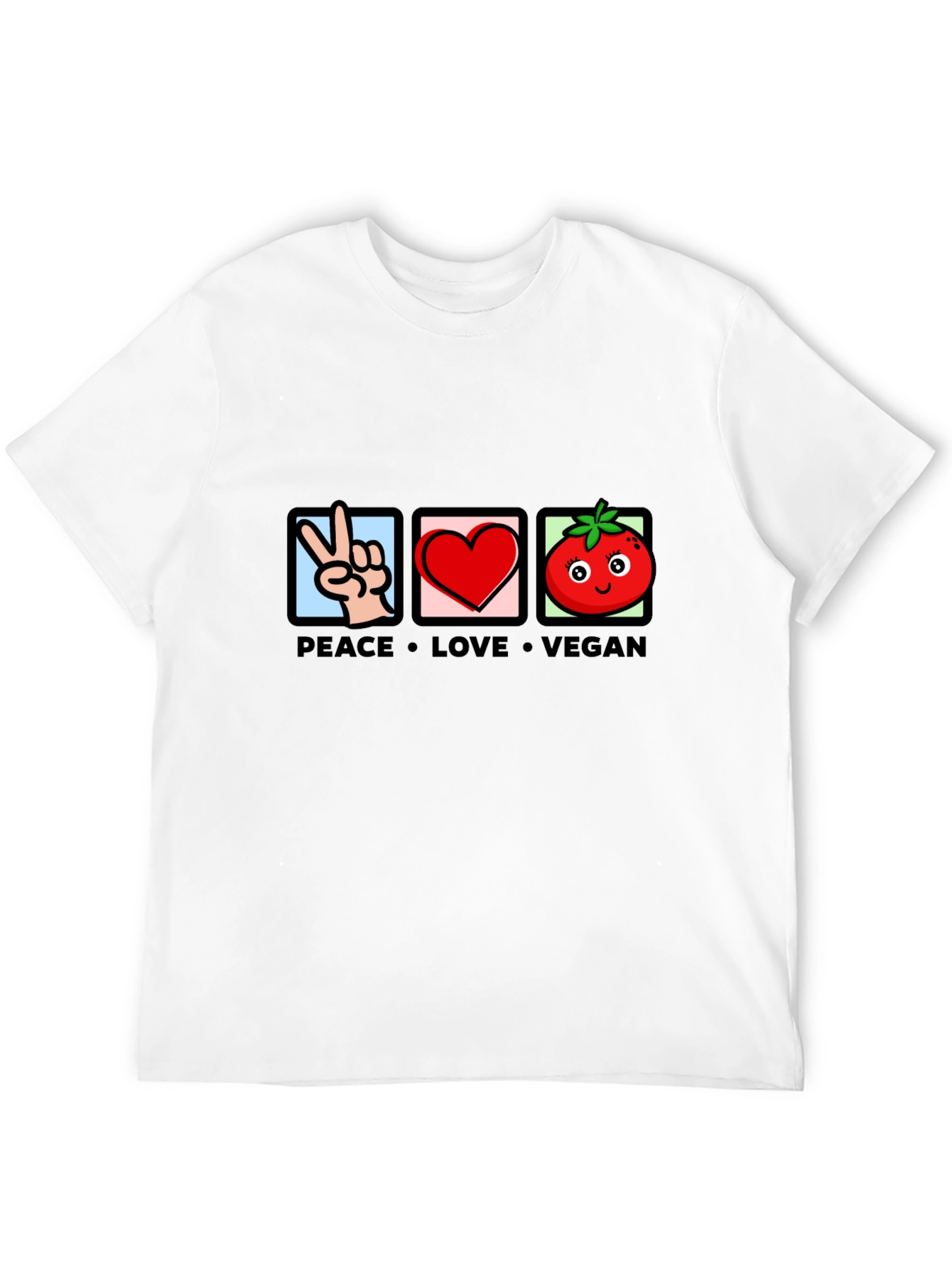 Peace Love Vegan T-Shirt - Unisex Crew Neck