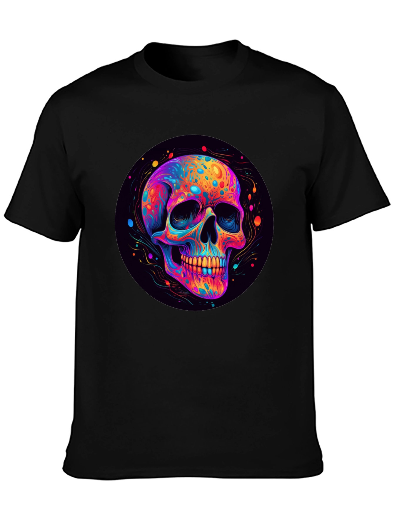 Vibrant Skull Graphic Black T-Shirt