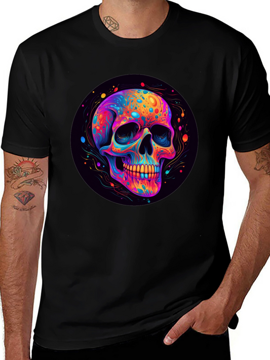 Vibrant Skull Graphic Black T-Shirt