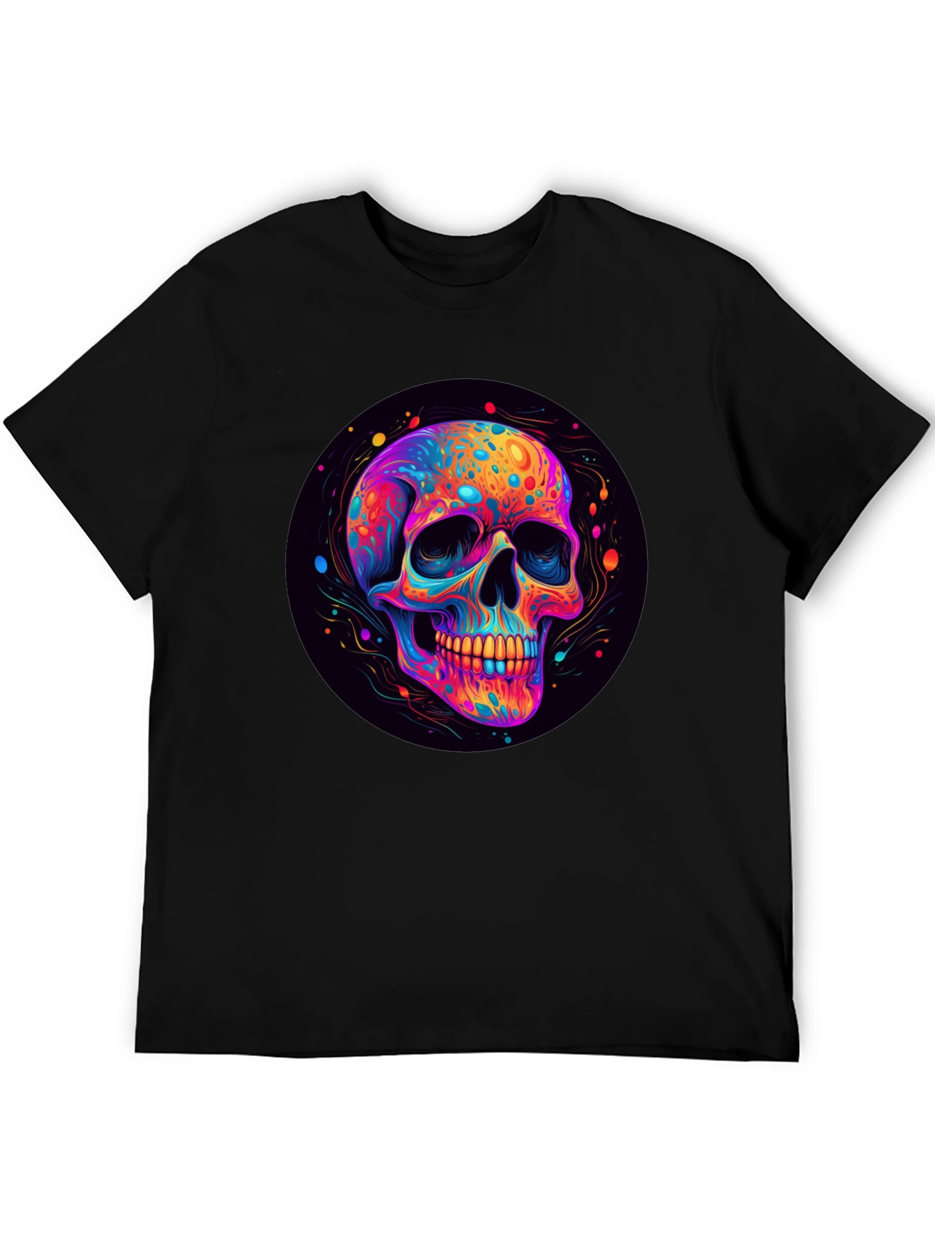 Vibrant Skull Graphic Black T-Shirt