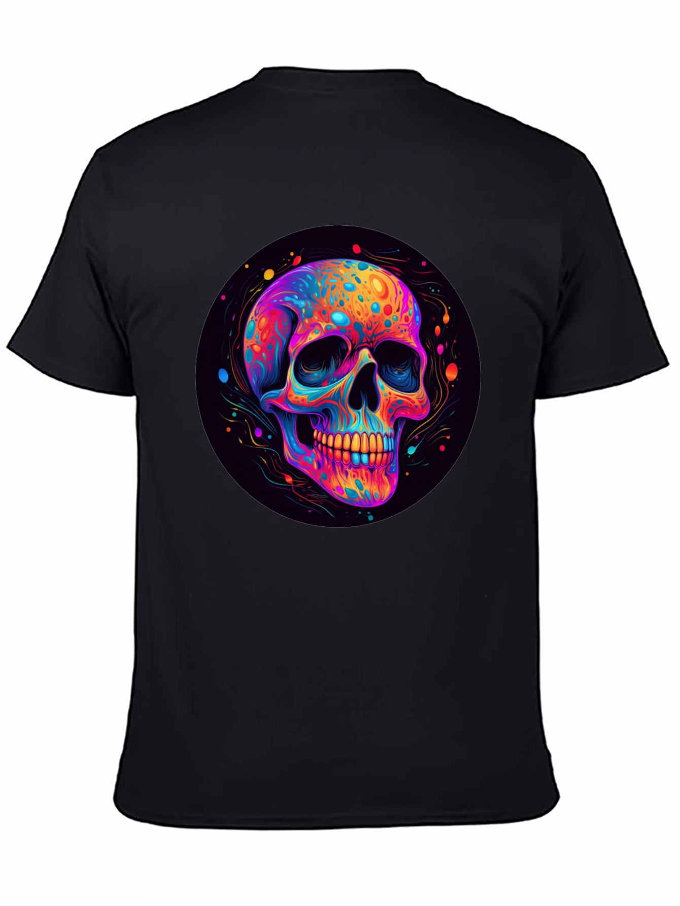 Vibrant Skull Graphic Black T-Shirt