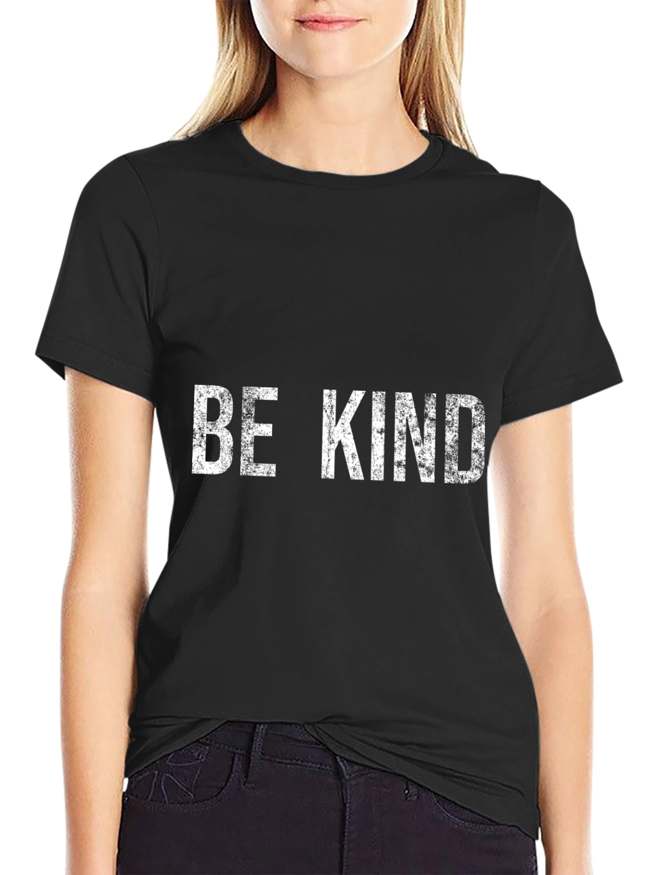 Be Kind Graphic Tee - Black Cotton Blend Shirt