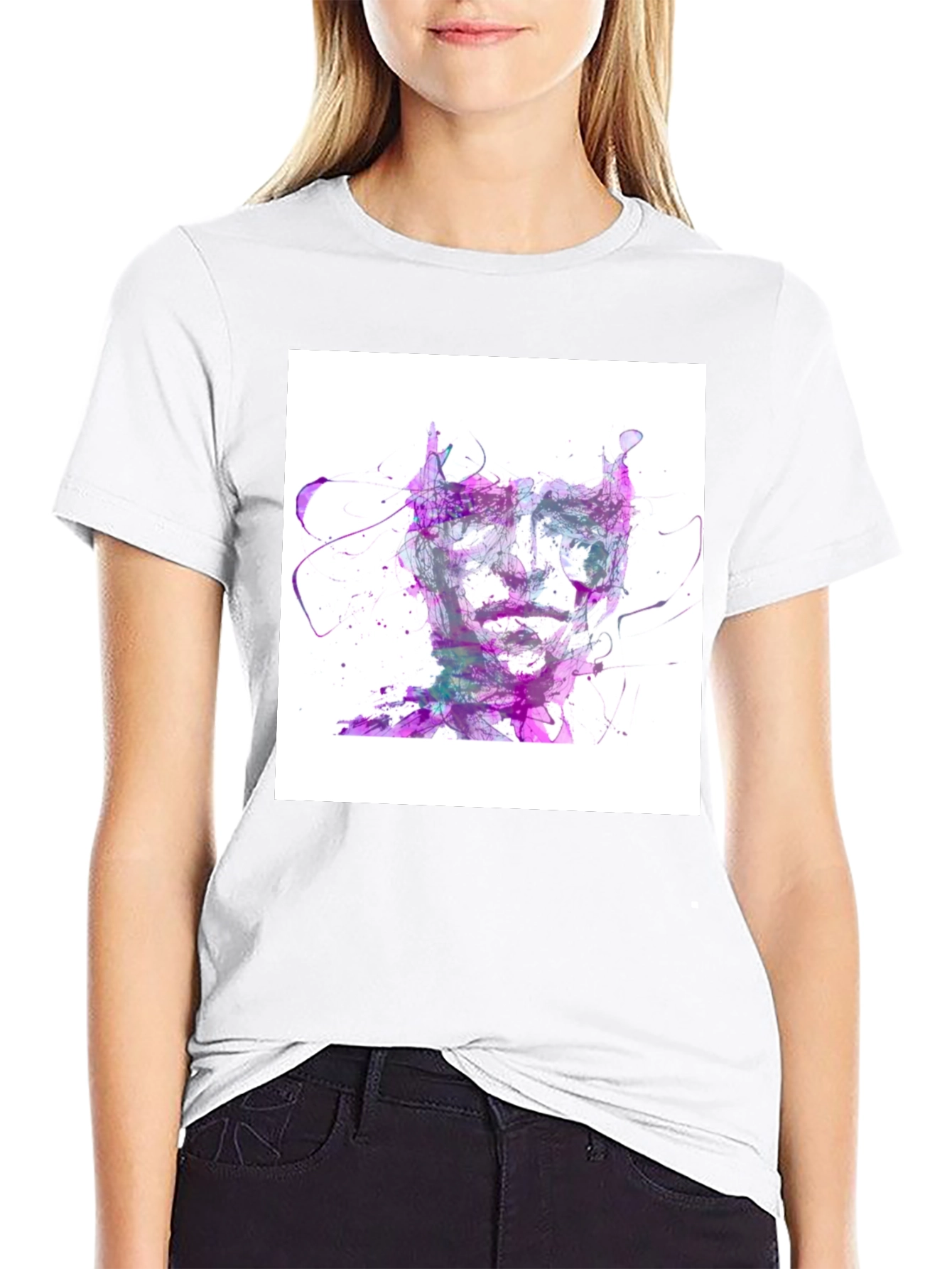 Abstract Face Graphic Tee - Artistic Style