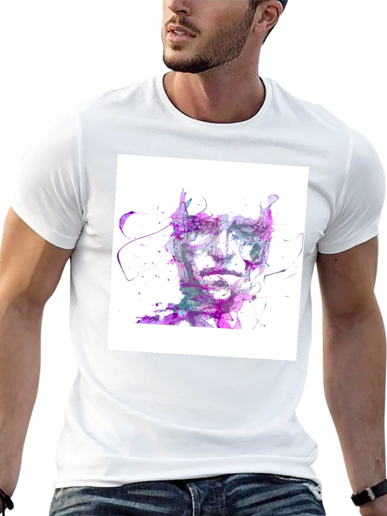 Abstract Face Graphic Tee - Artistic Style