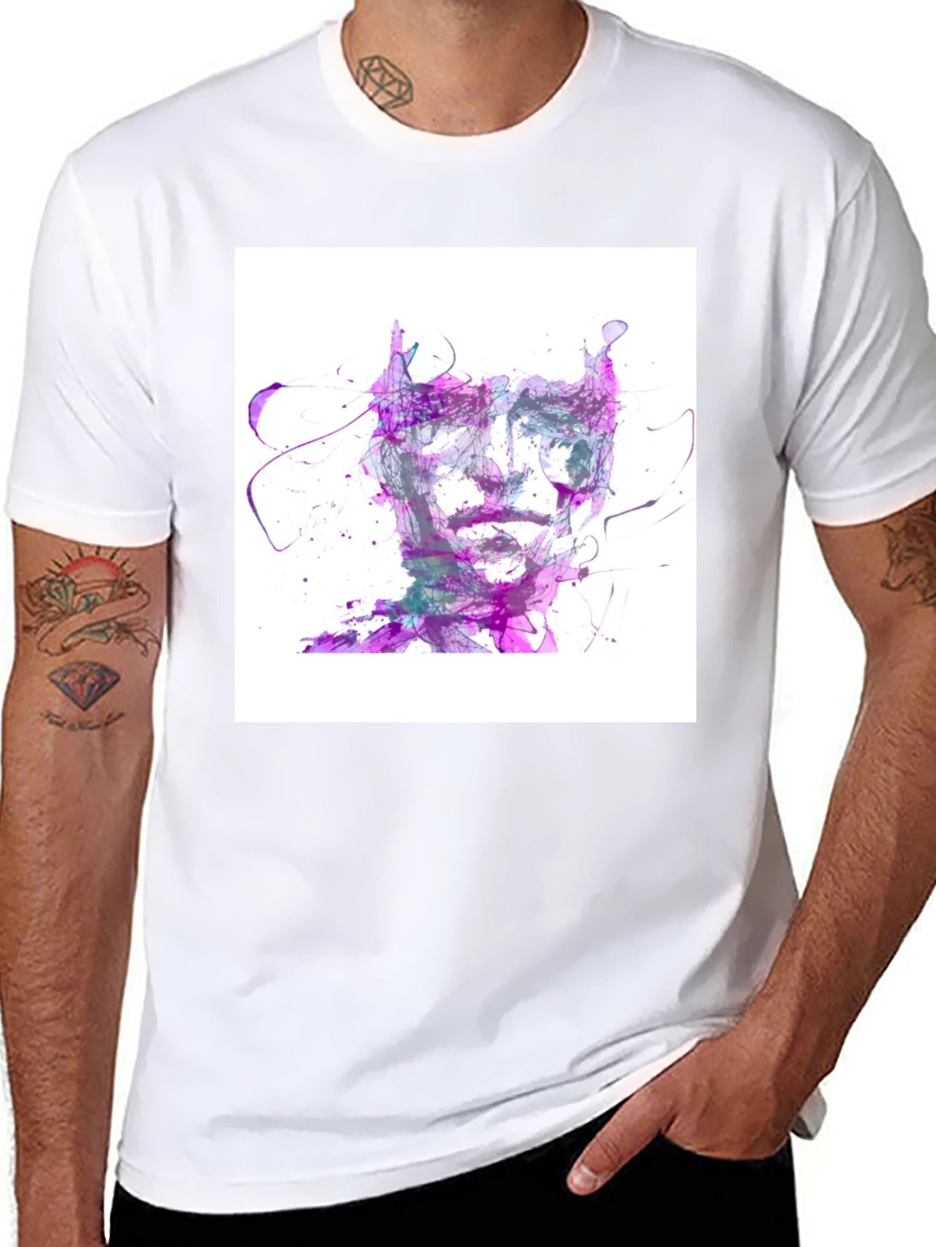 Abstract Face Graphic Tee - Artistic Style