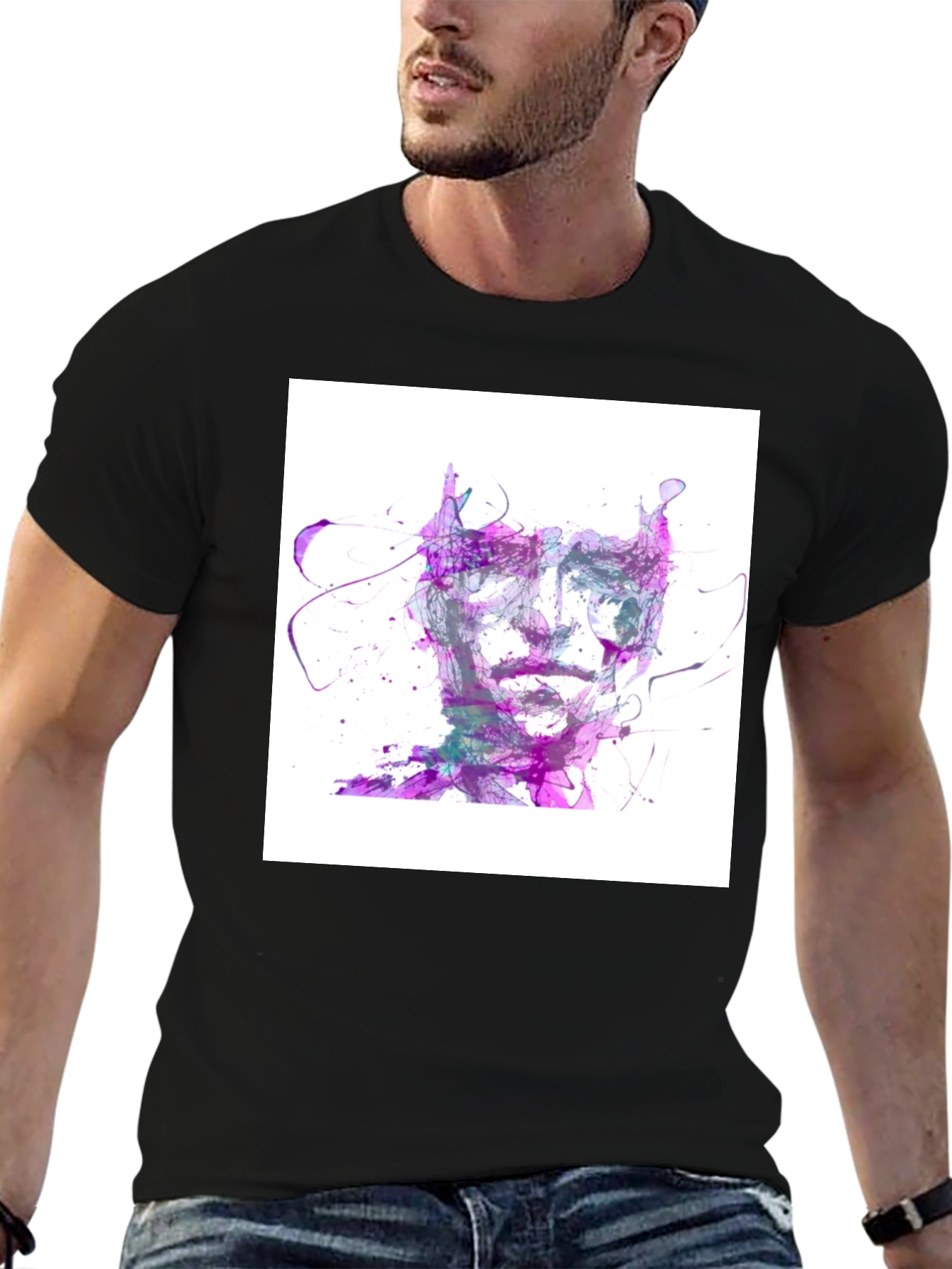 Abstract Face Graphic Tee - Artistic Style
