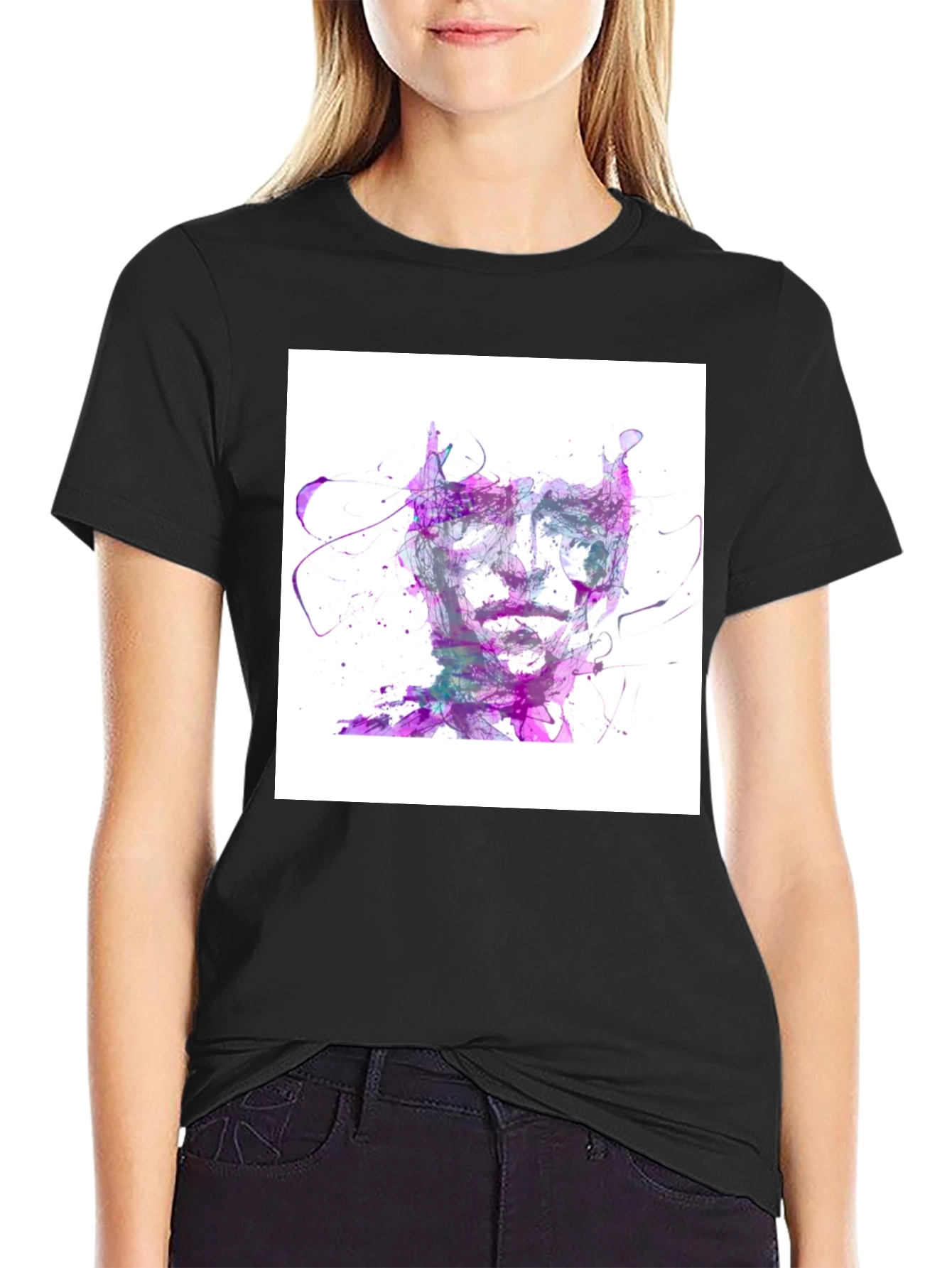 Abstract Face Graphic Tee - Artistic Style