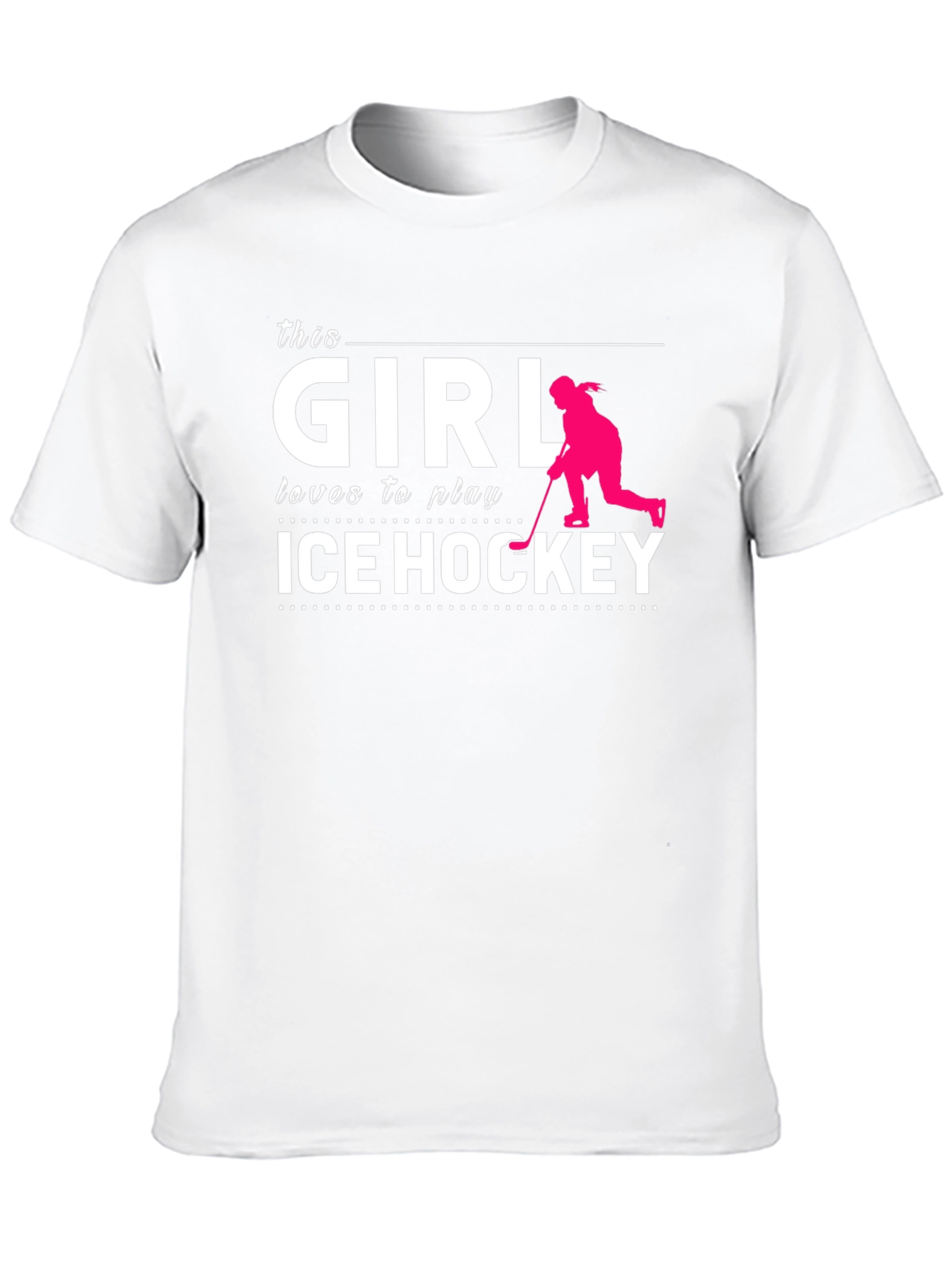 This Girl Loves Ice Hockey T-Shirt Black Cotton