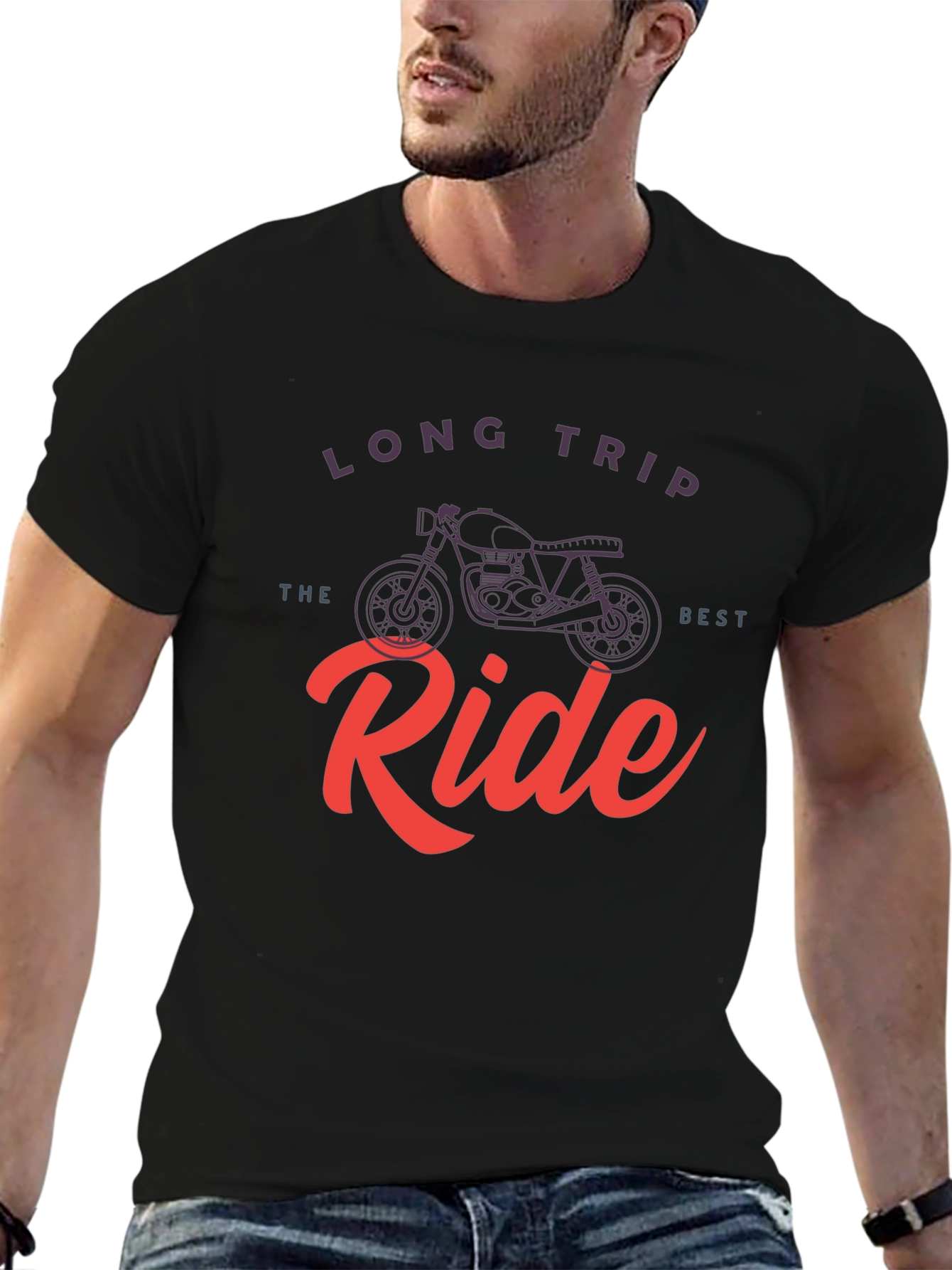 Long Trip Best Ride Motorcycle Graphic T-Shirt