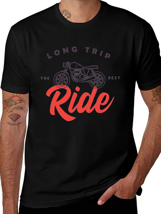 Long Trip Best Ride Motorcycle Graphic T-Shirt