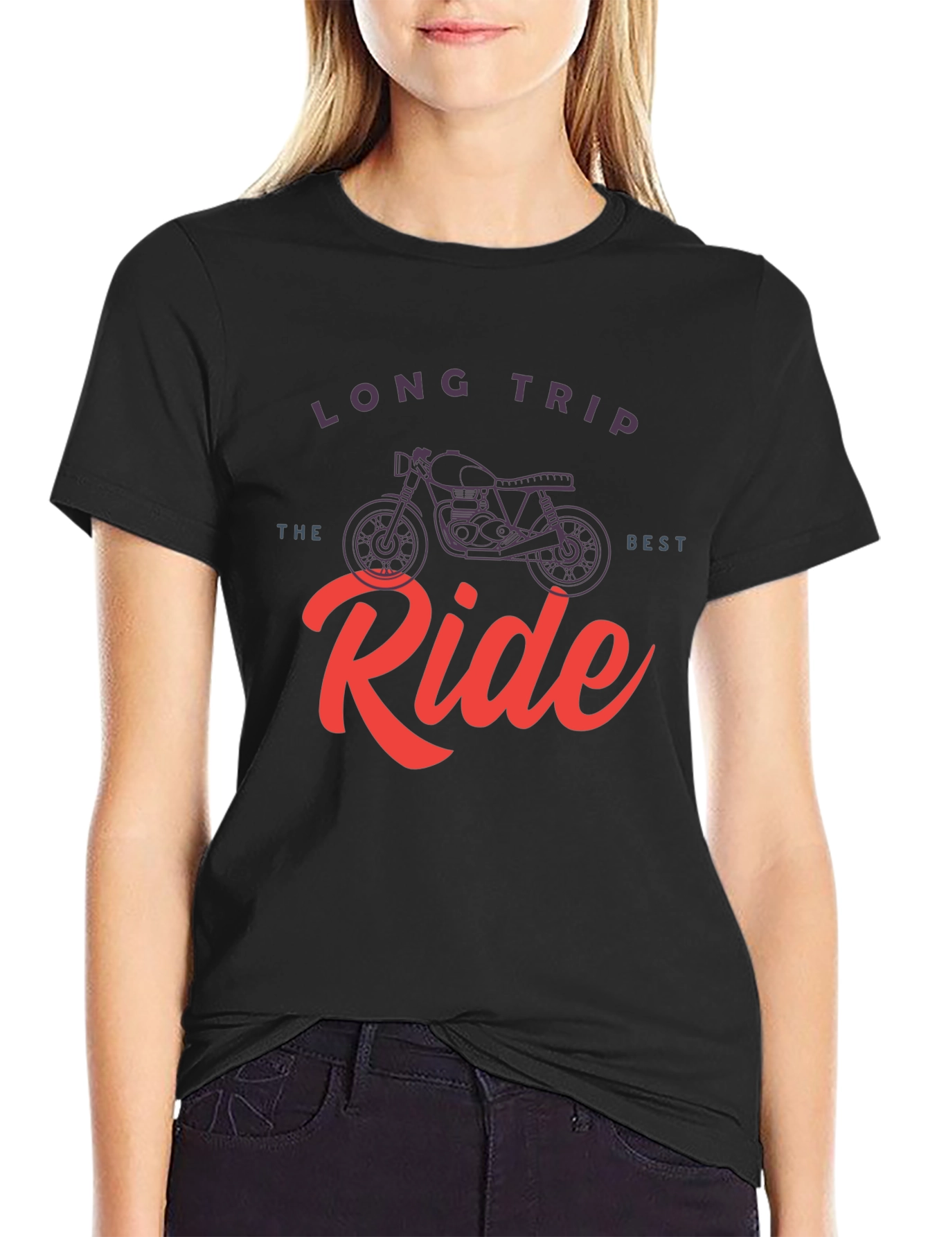 Long Trip Best Ride Motorcycle Graphic T-Shirt