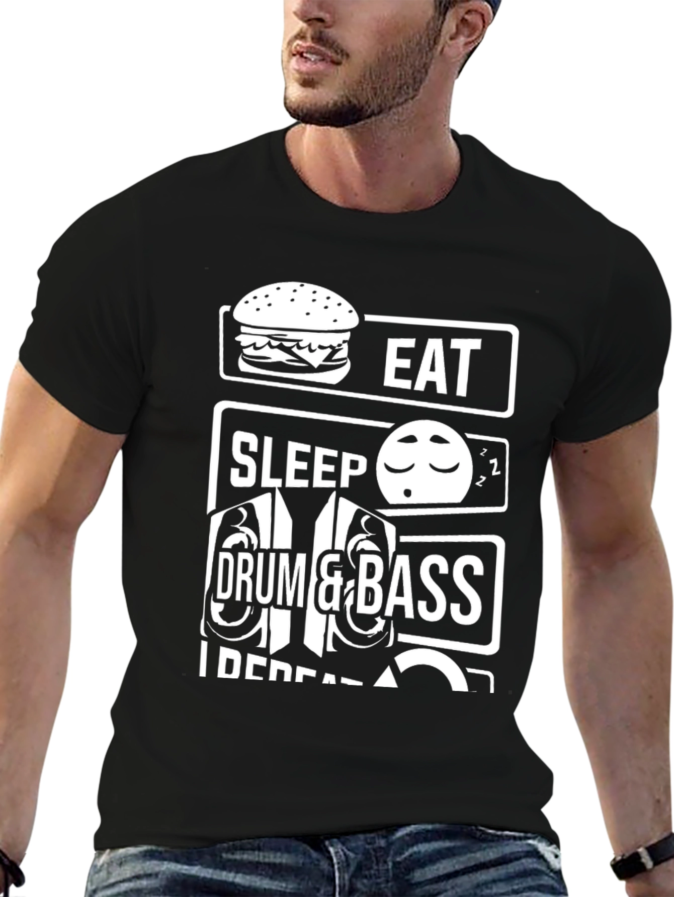 Eat Sleep Drum & Bass Repeat Graphic T-Shirt
