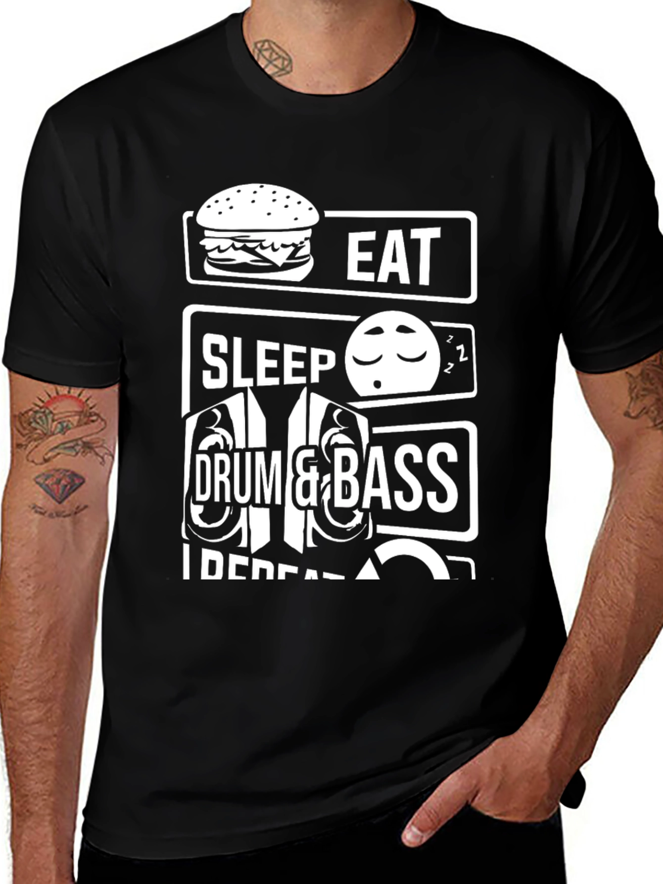 Eat Sleep Drum & Bass Repeat Graphic T-Shirt
