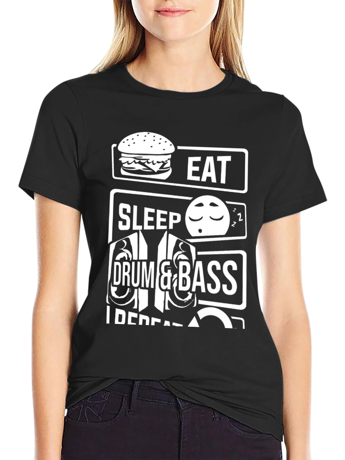 Eat Sleep Drum & Bass Repeat Graphic T-Shirt