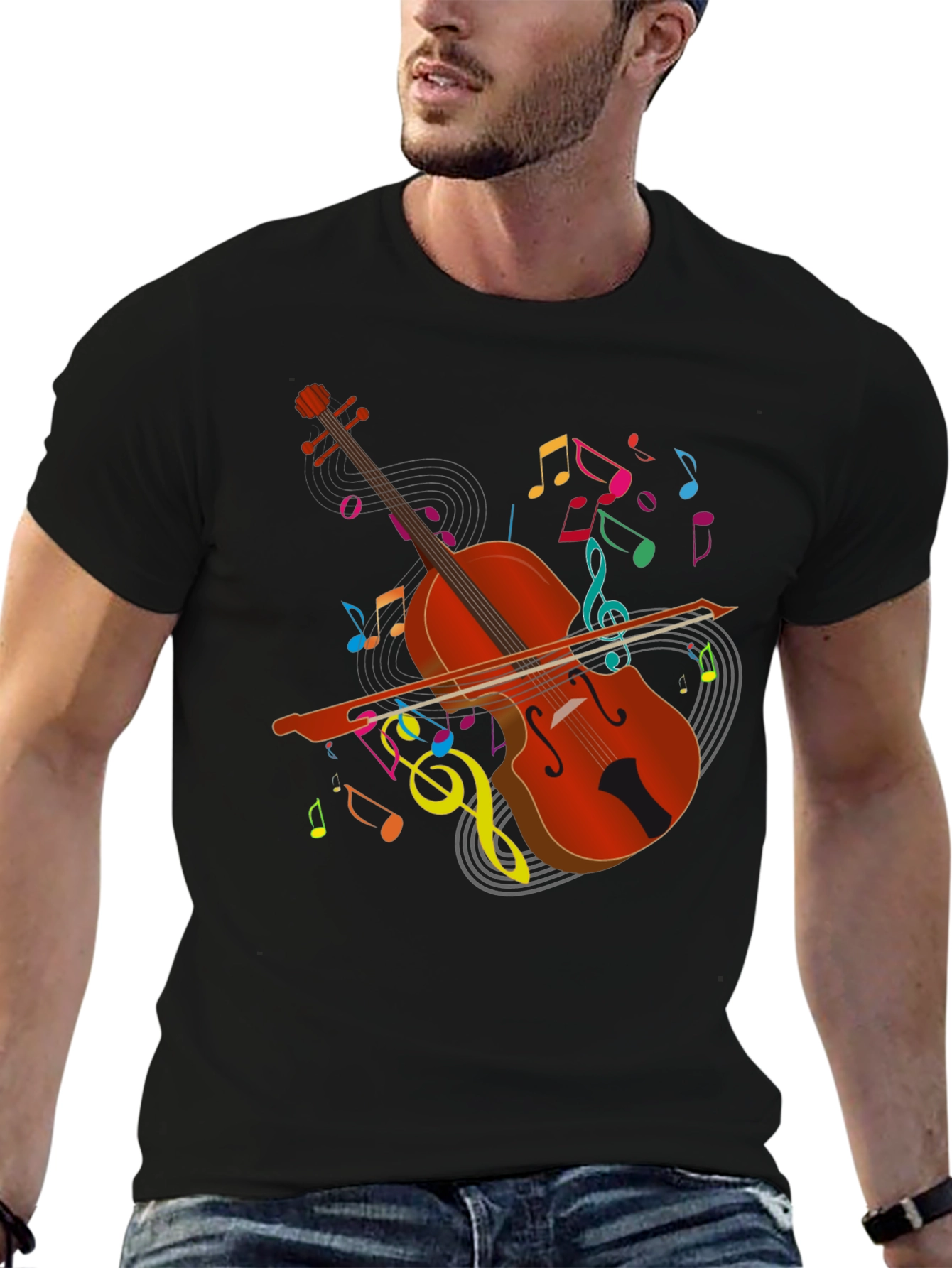 Musical Cello Graphic Tee - Black
