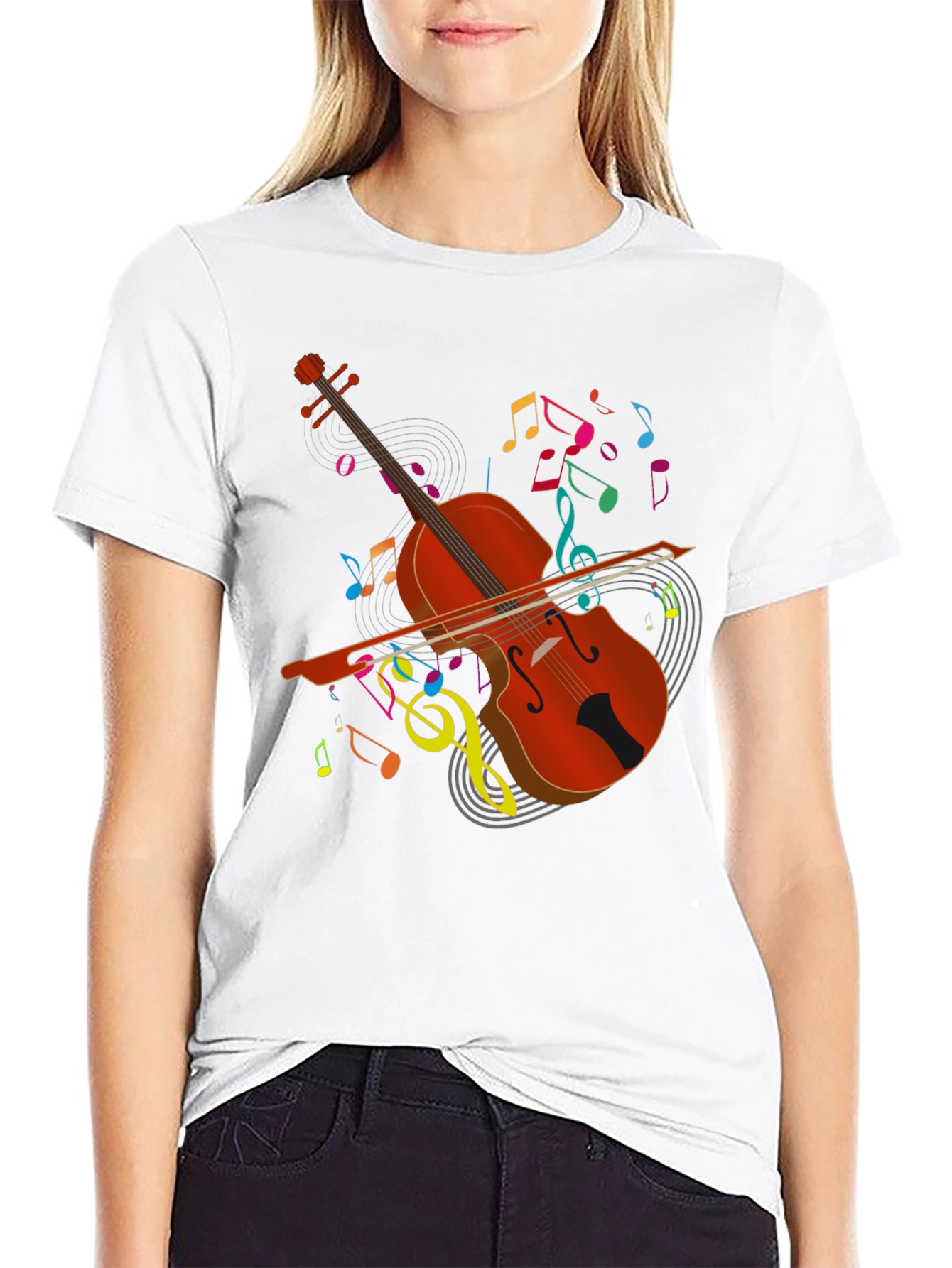 Musical Cello Graphic Tee - Black