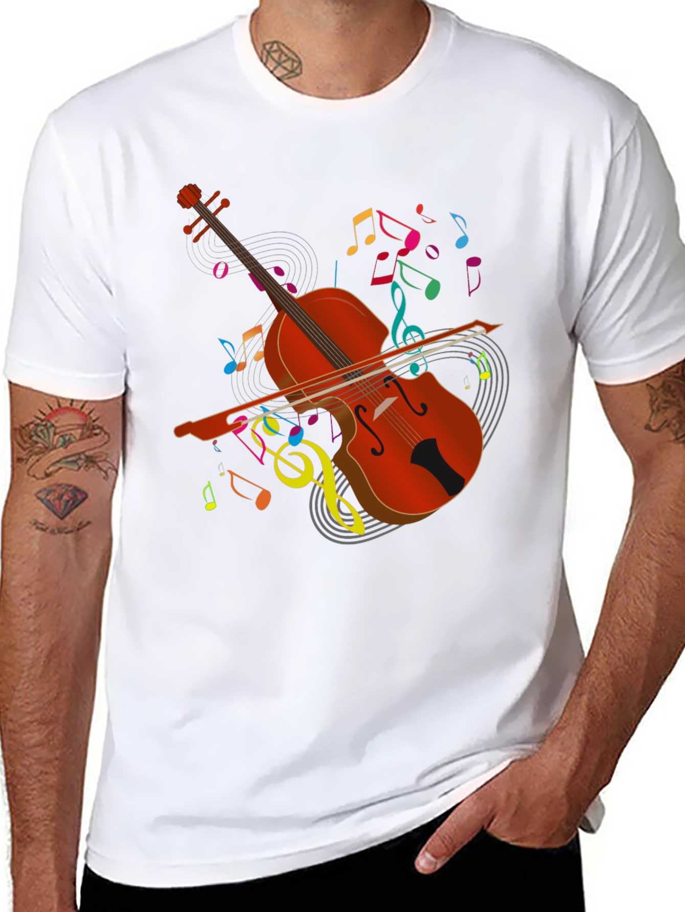 Musical Cello Graphic Tee - Black