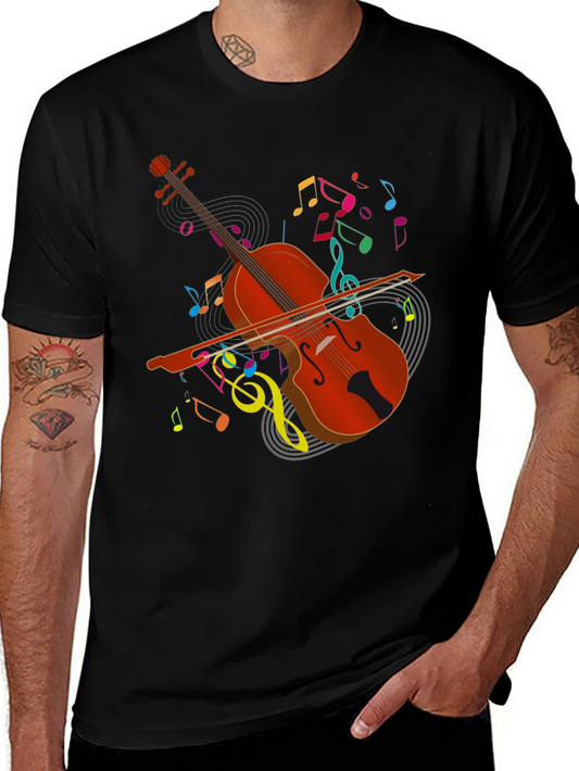 Musical Cello Graphic Tee - Black