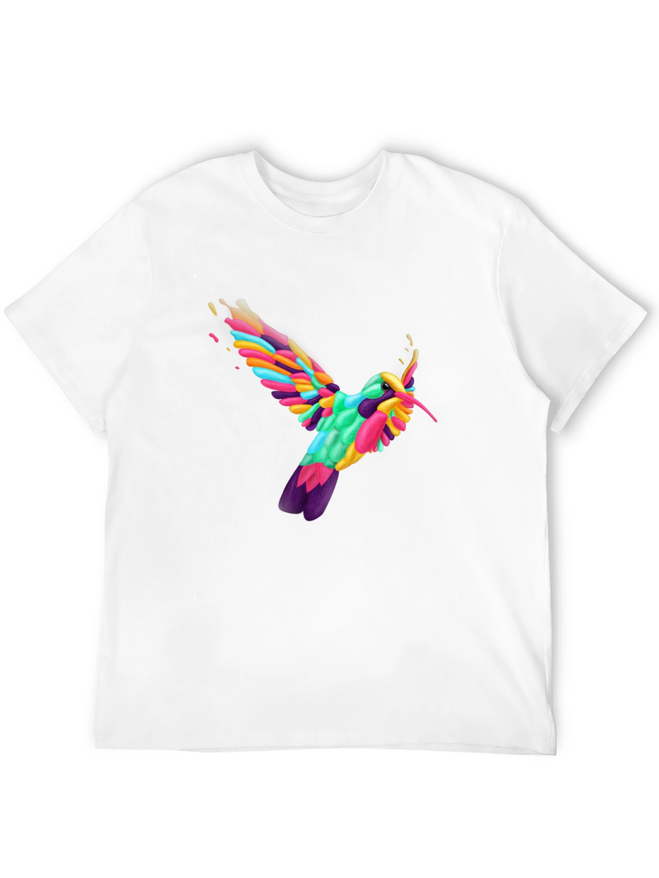 Vibrant Hummingbird Graphic Tee - Black