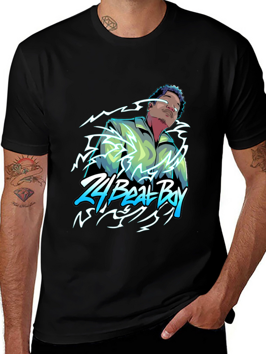 24 Beat Boy Graphic T-Shirt - Stylish Black Tee