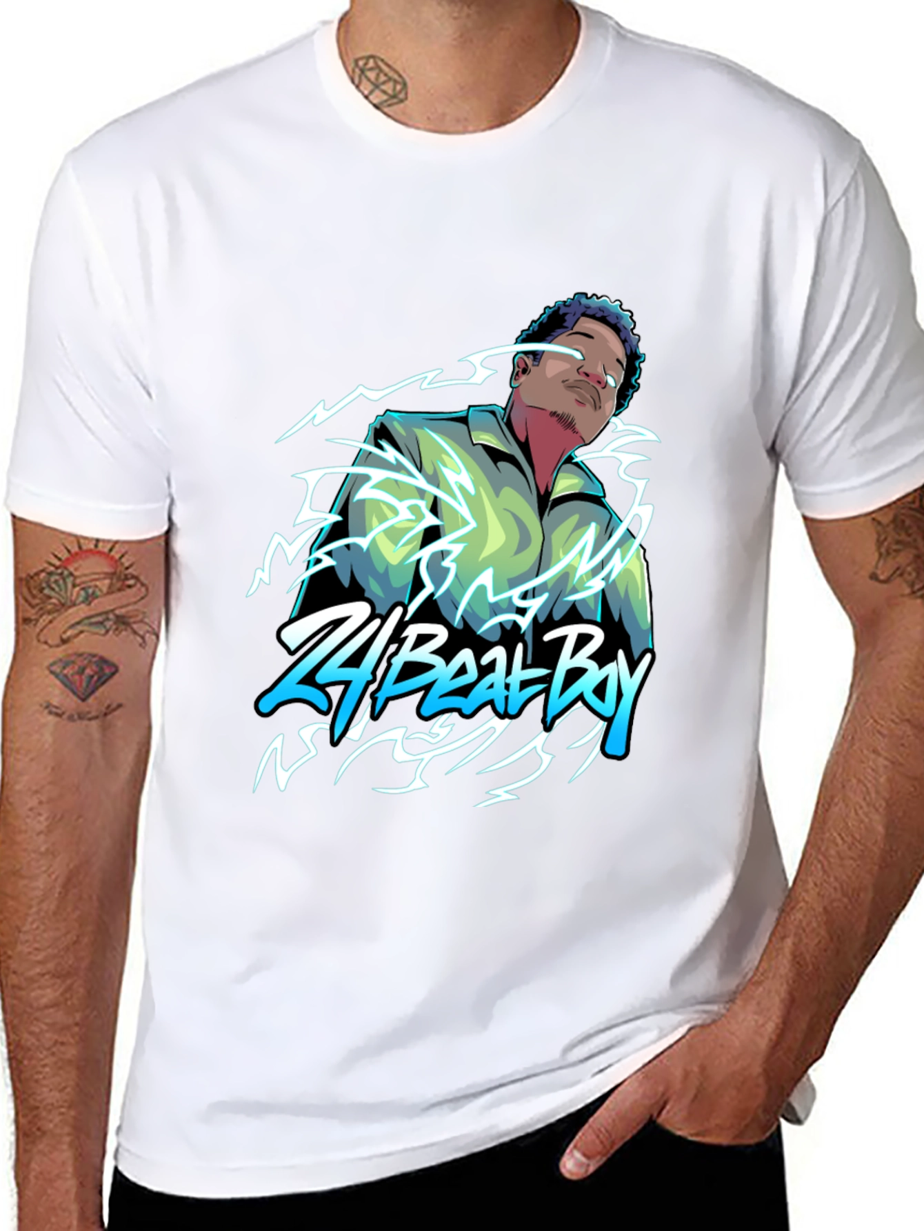 24 Beat Boy Graphic T-Shirt - Stylish Black Tee
