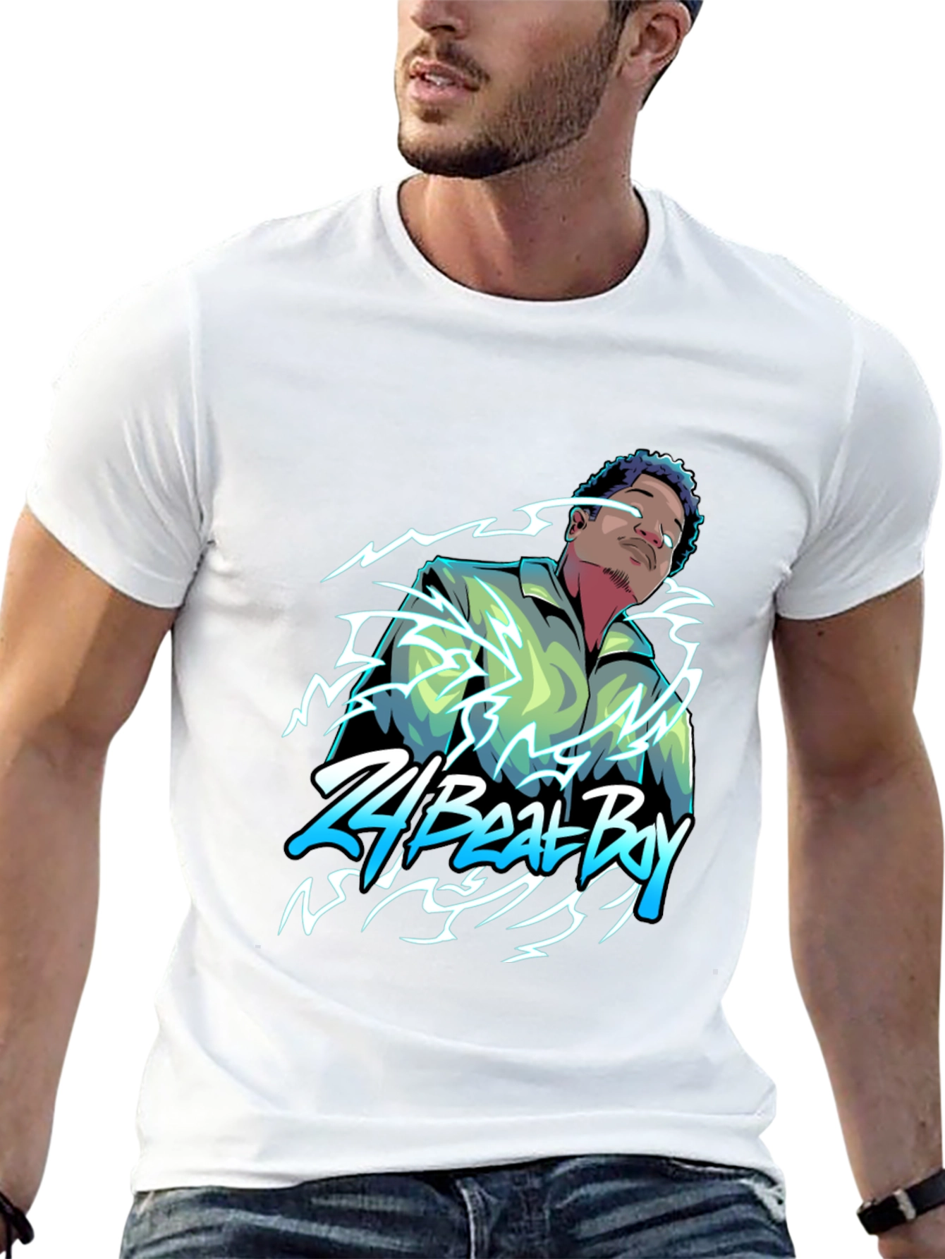 24 Beat Boy Graphic T-Shirt - Stylish Black Tee