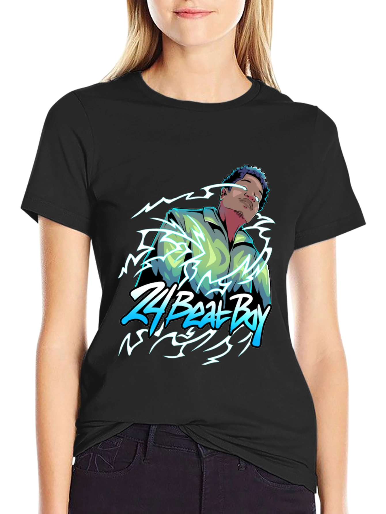 24 Beat Boy Graphic T-Shirt - Stylish Black Tee