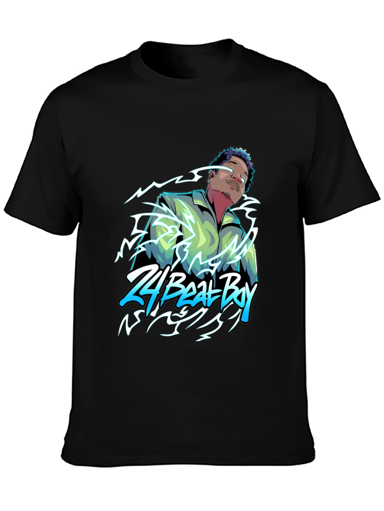 24 Beat Boy Graphic T-Shirt - Stylish Black Tee