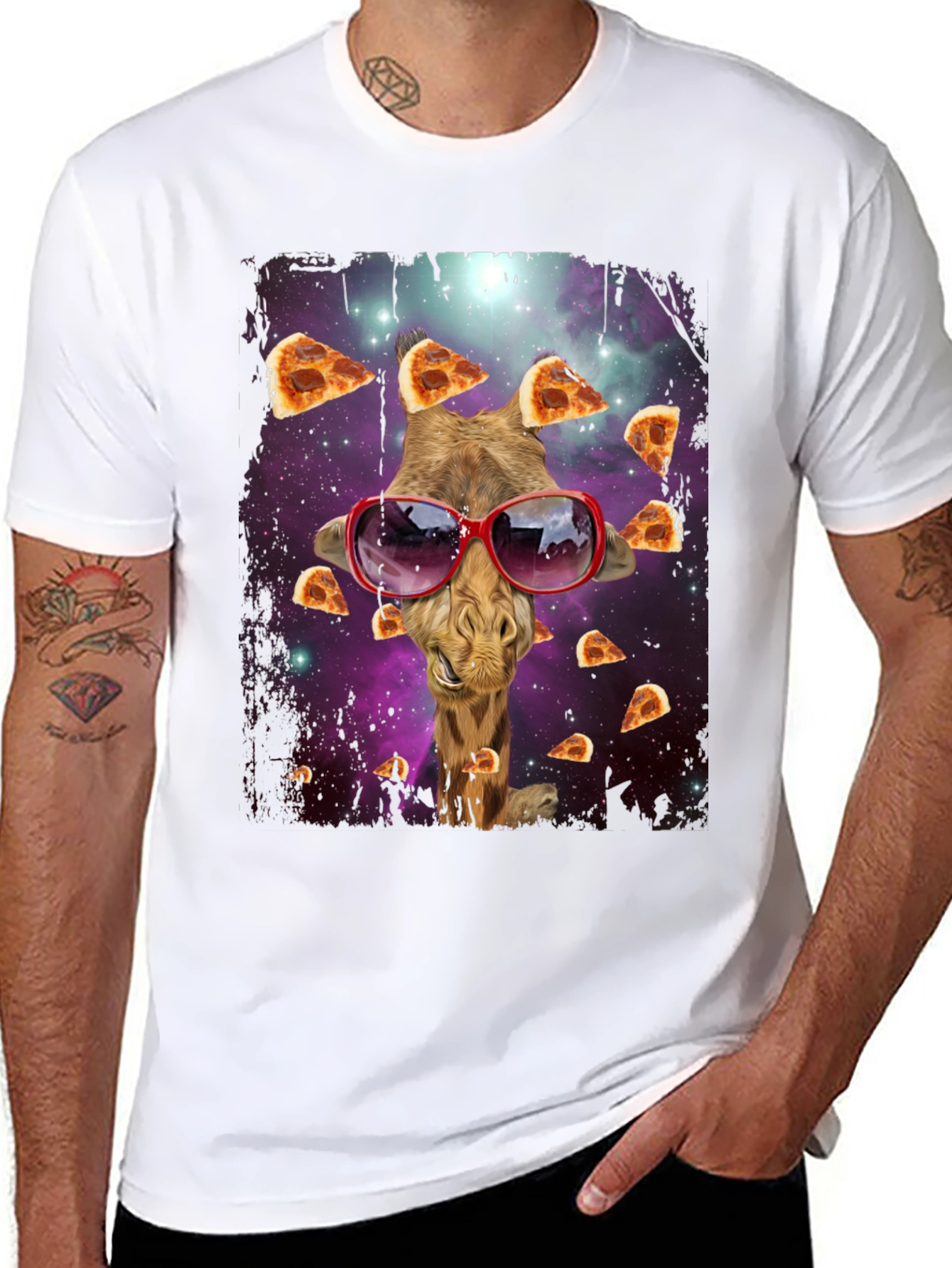 Giraffe Pizza Galaxy T-Shirt