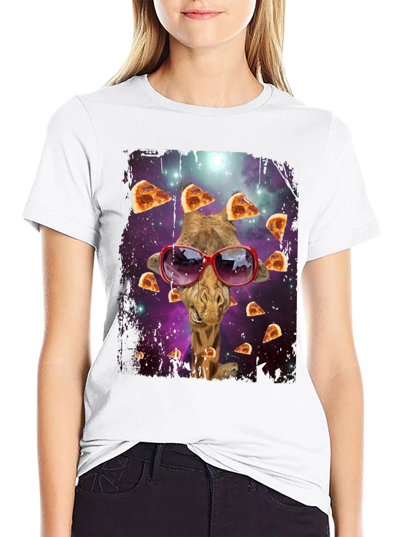 Giraffe Pizza Galaxy T-Shirt