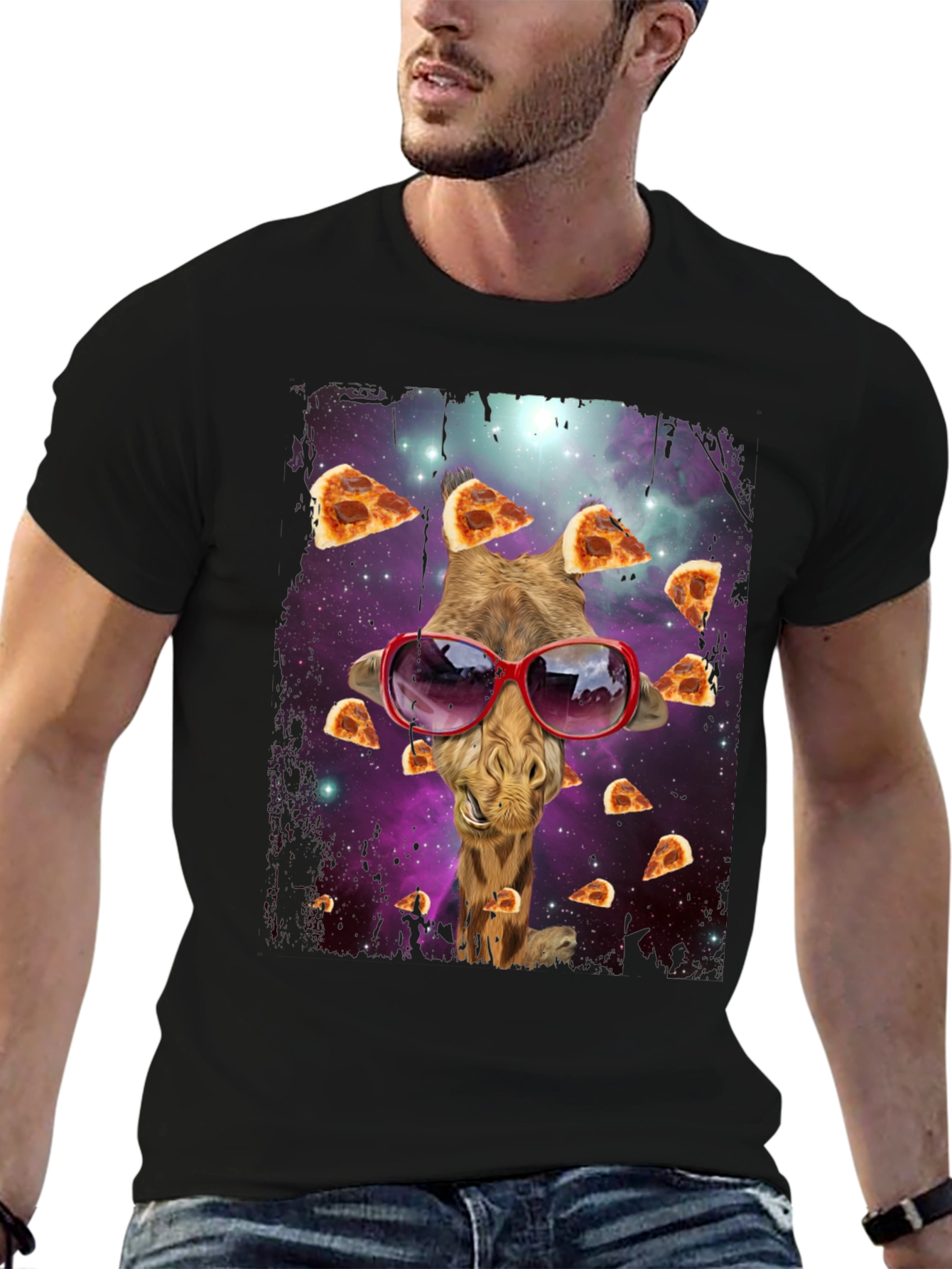 Giraffe Pizza Galaxy T-Shirt