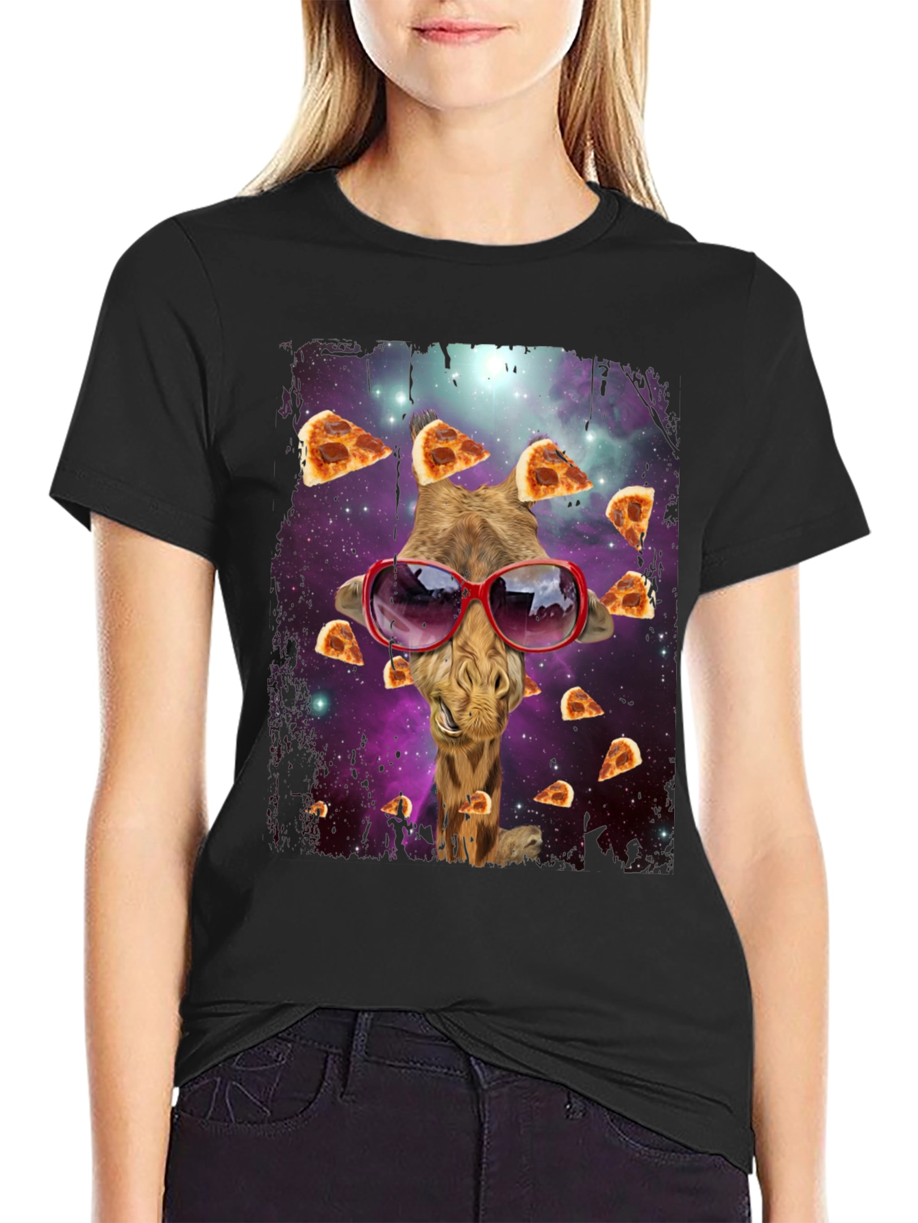 Giraffe Pizza Galaxy T-Shirt