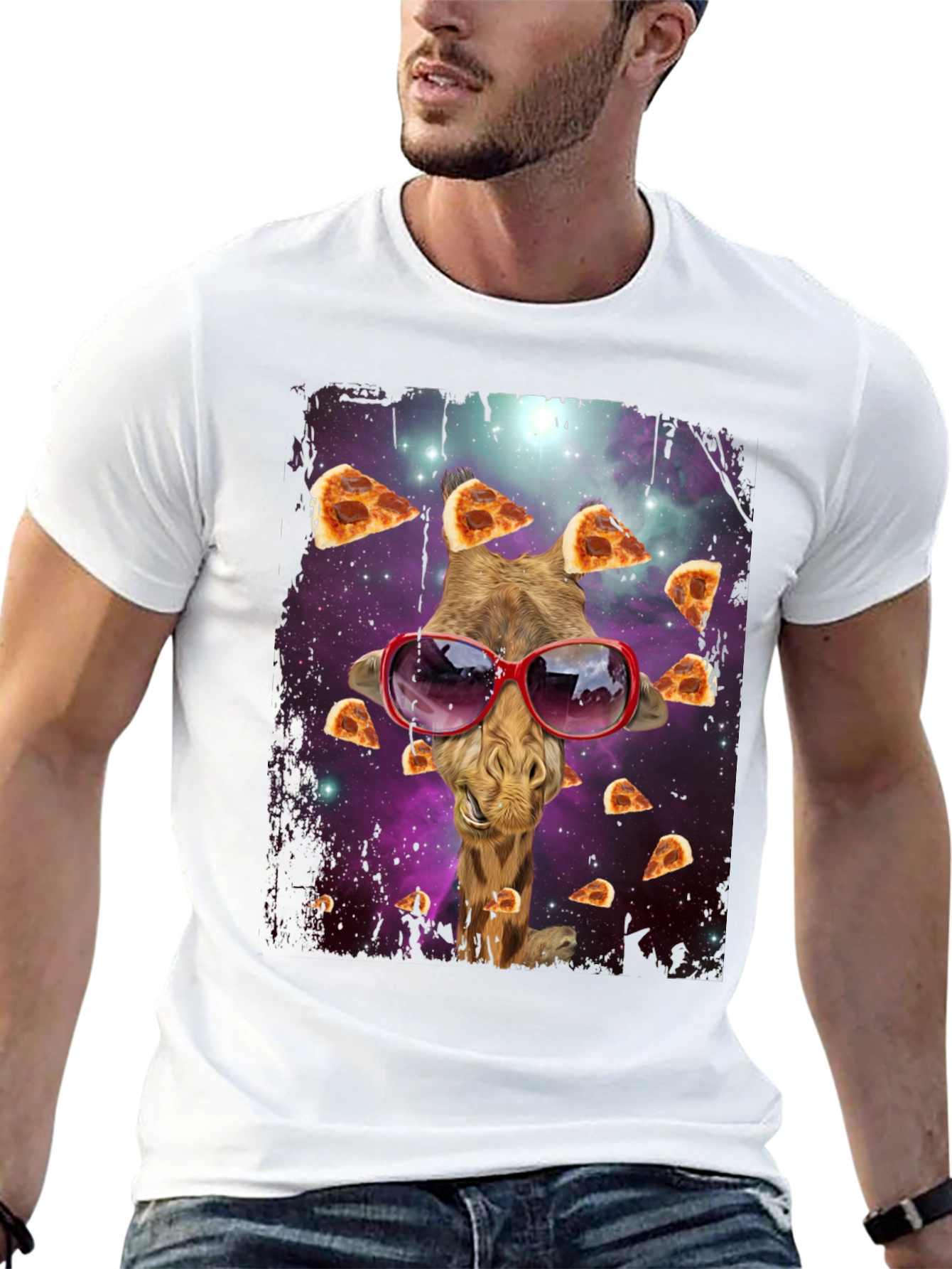 Giraffe Pizza Galaxy T-Shirt