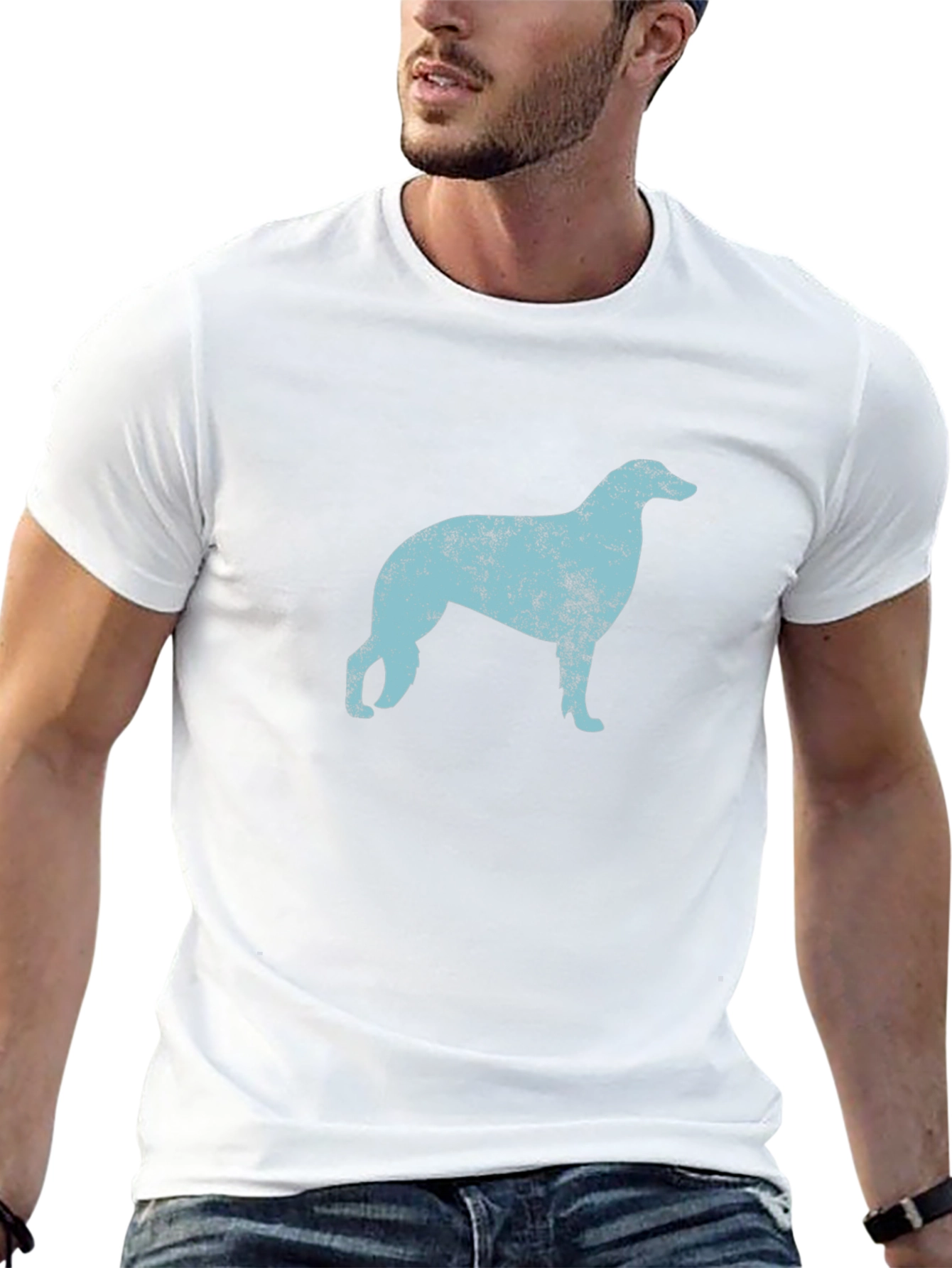 Distressed Dog Silhouette Graphic Tee - Black