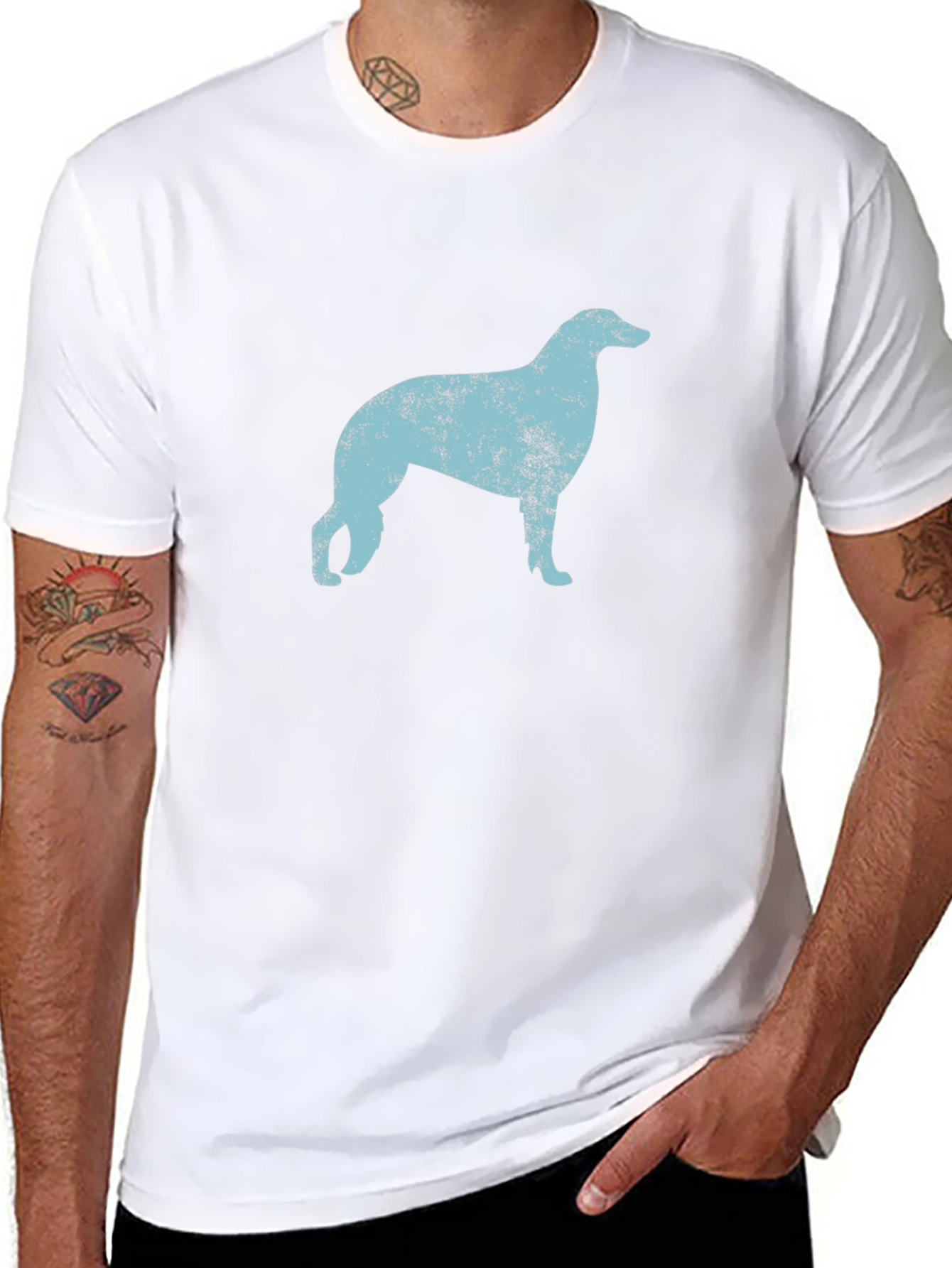 Distressed Dog Silhouette Graphic Tee - Black