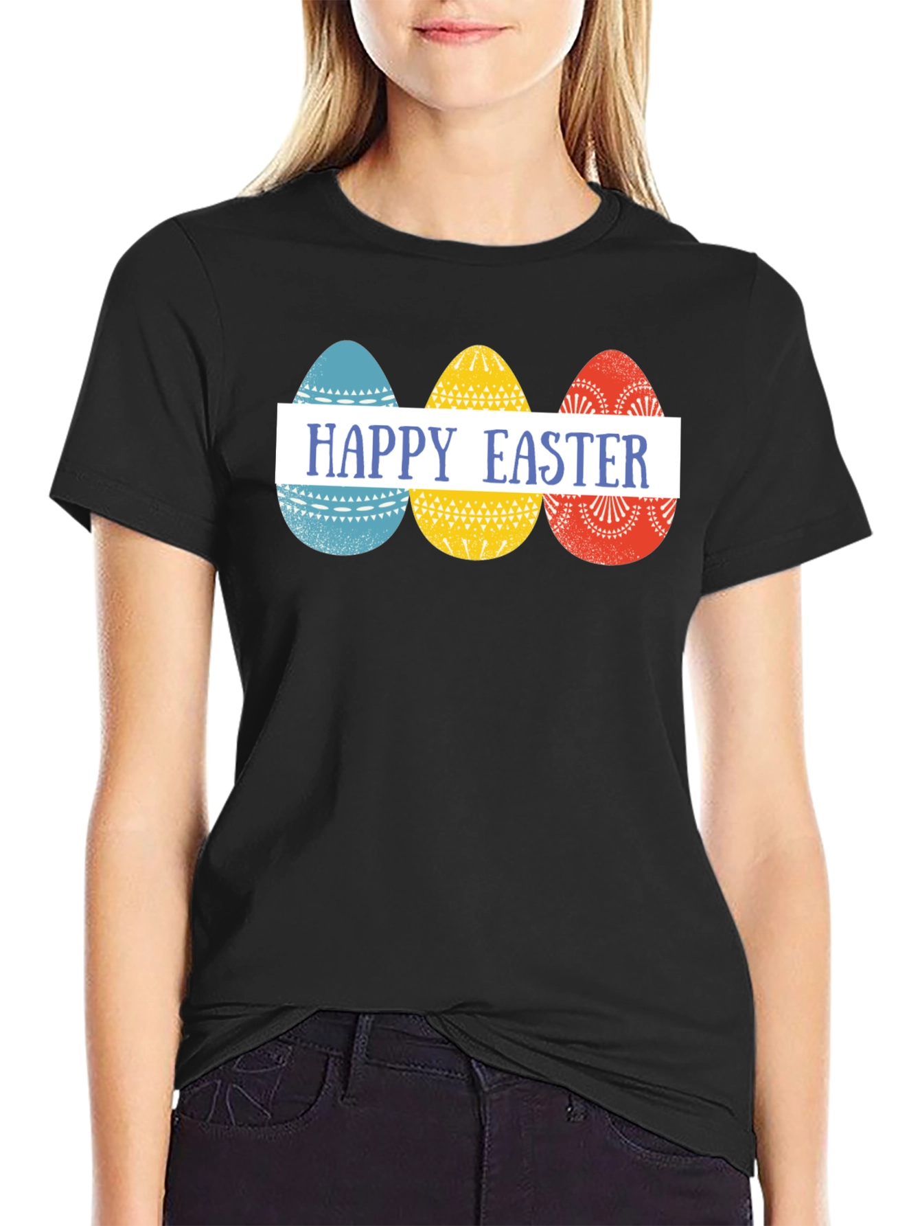 Happy Easter Eggs Graphic Tee - Festive Holiday Apparel