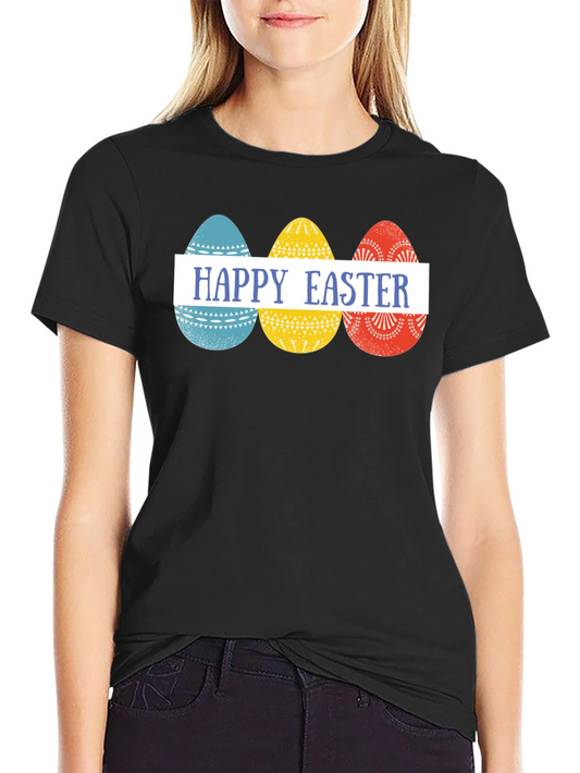 Happy Easter Eggs Graphic Tee - Festive Holiday Apparel