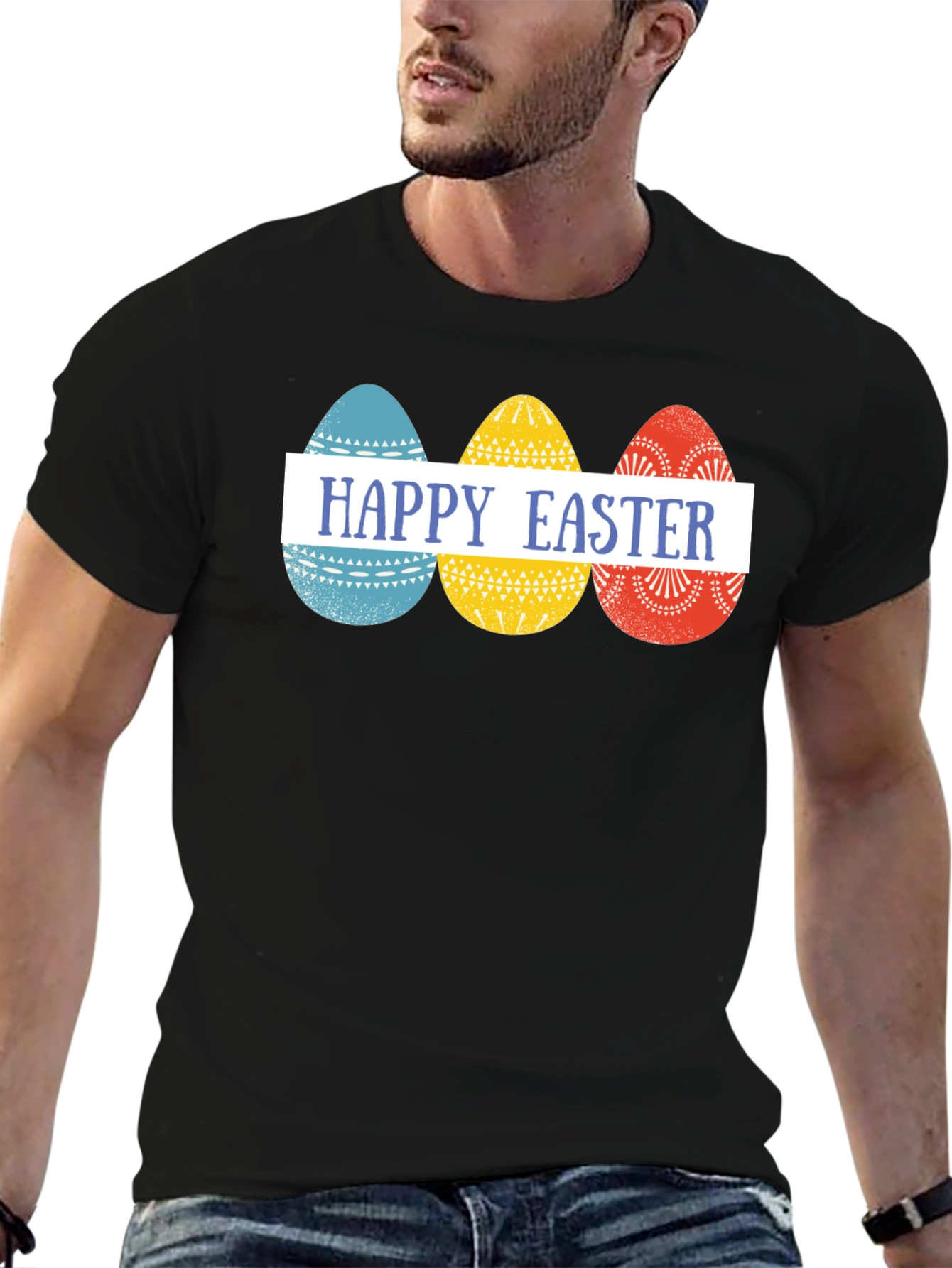 Happy Easter Eggs Graphic Tee - Festive Holiday Apparel